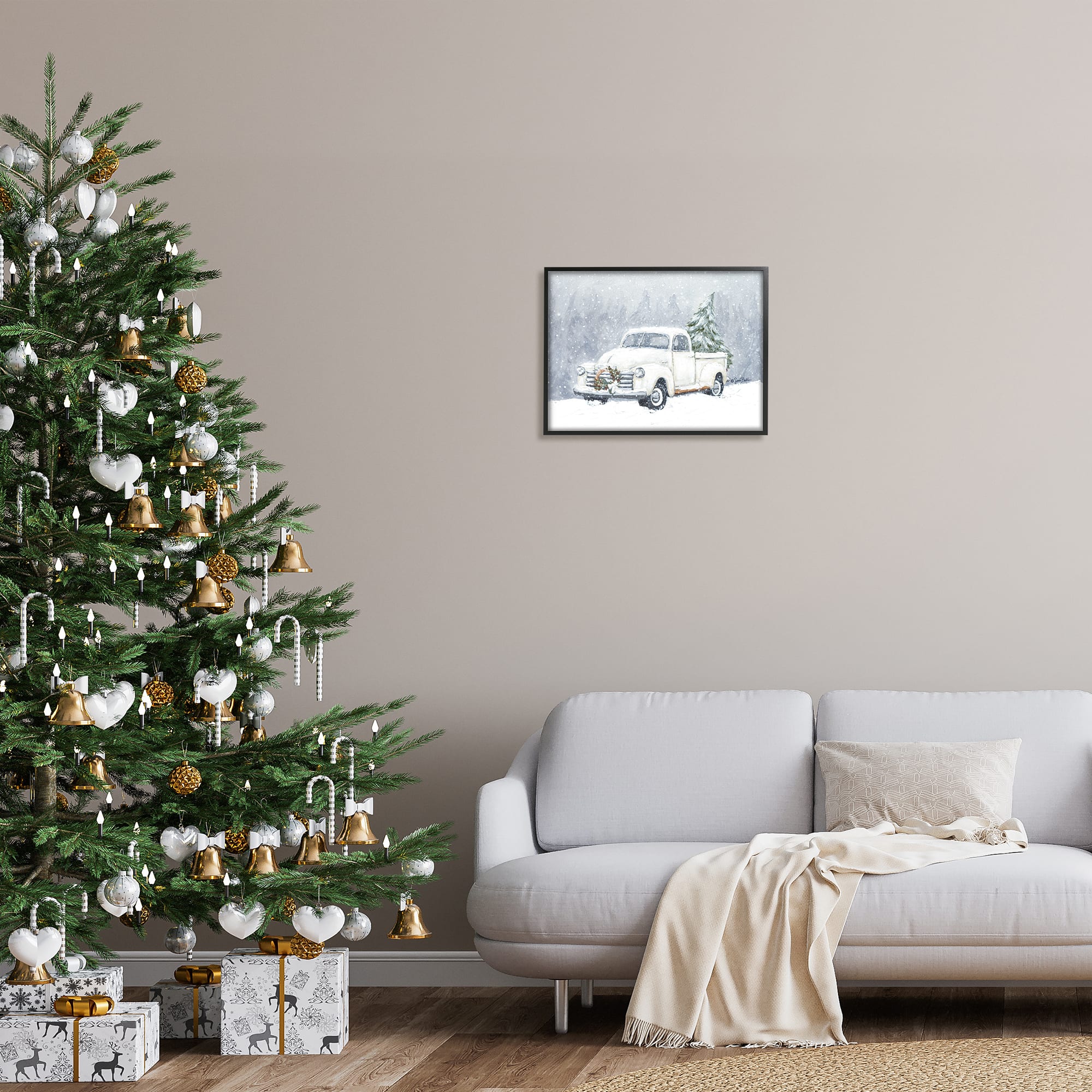 Stupell Industries Seasonal Niveous Snow Truck Scene Framed Giclee Art