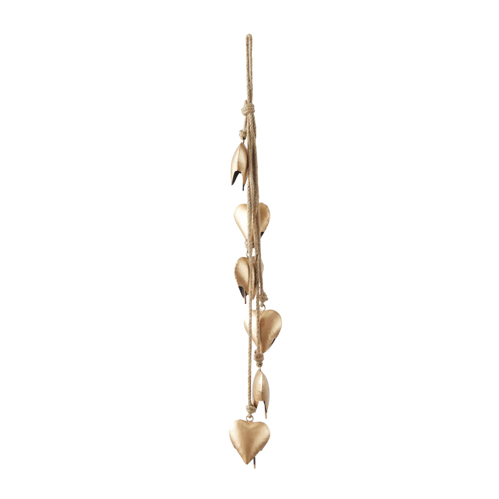 Gold Metal Bohemian Decorative Cow Bell, 6" x 2" x 35"