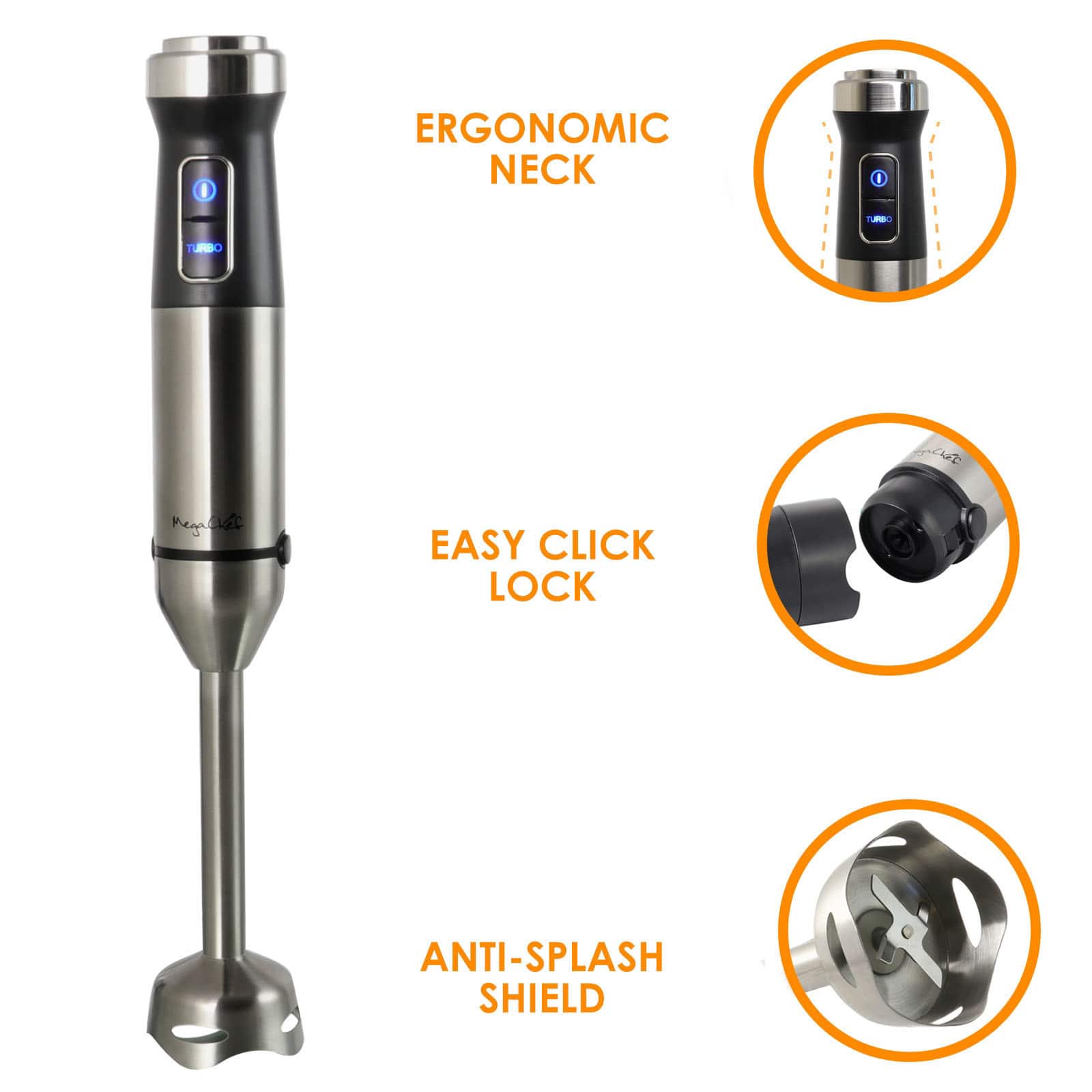 MegaChef 4 in 1 Multipurpose Immersion Hand Blender With Speed Control & Accessories
