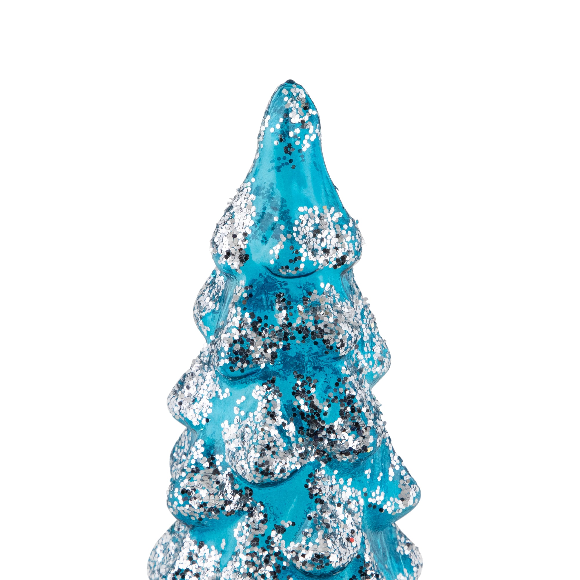 10.25" Blue LED Lighted Glittered Glass Decoration Christmas Tree