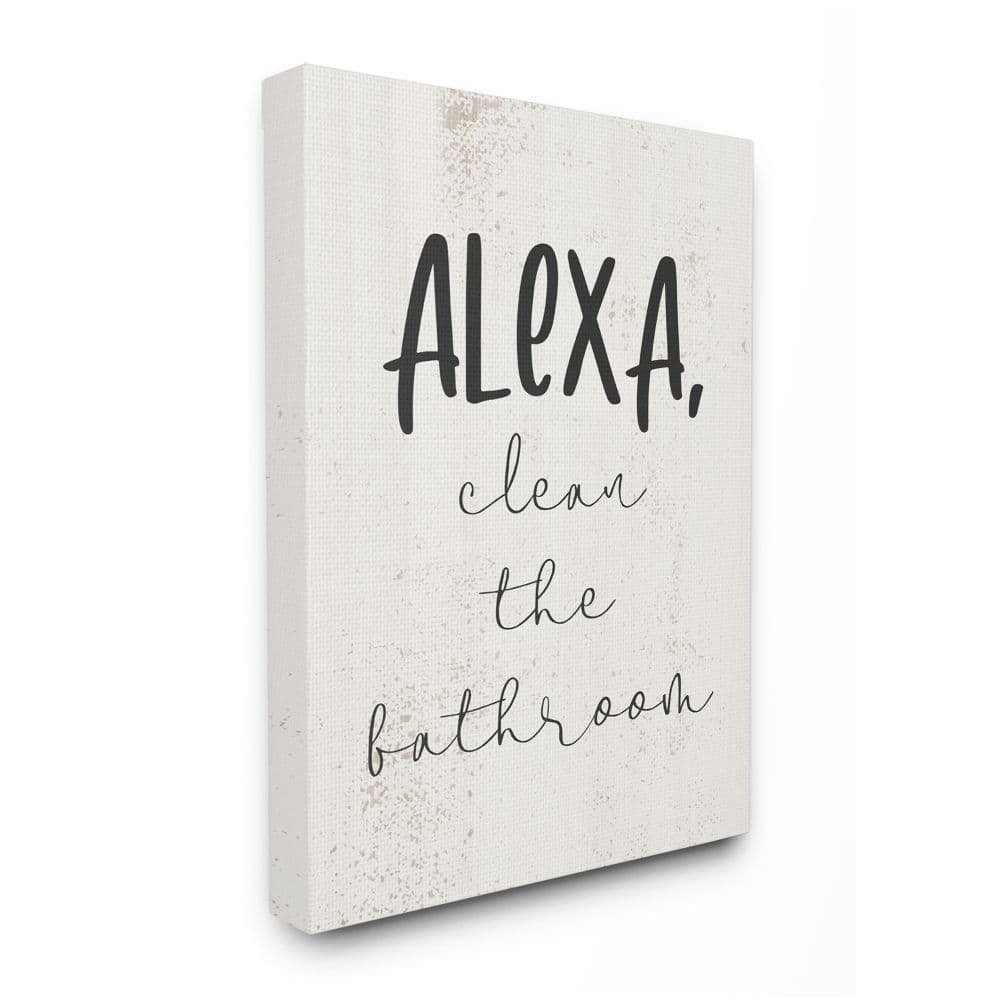 Stupell Industries Modern Day Clean the Bathroom Sign Technology Humor Canvas Wall Art