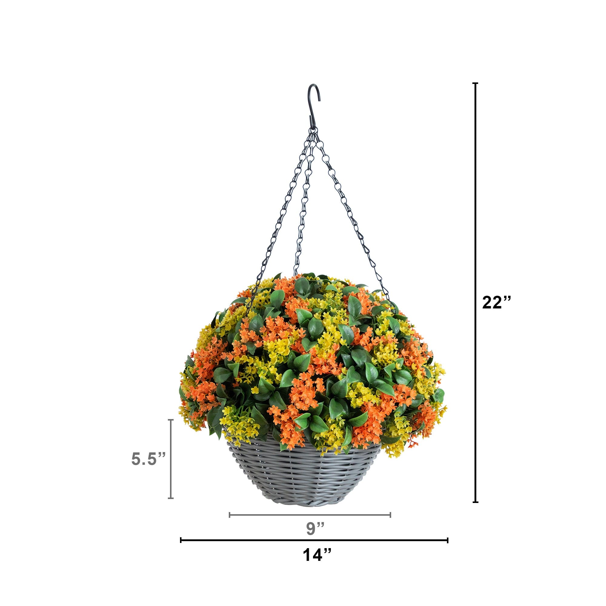 22" UV Resistant Autumn Artificial Fall Gardenia Hanging Basket