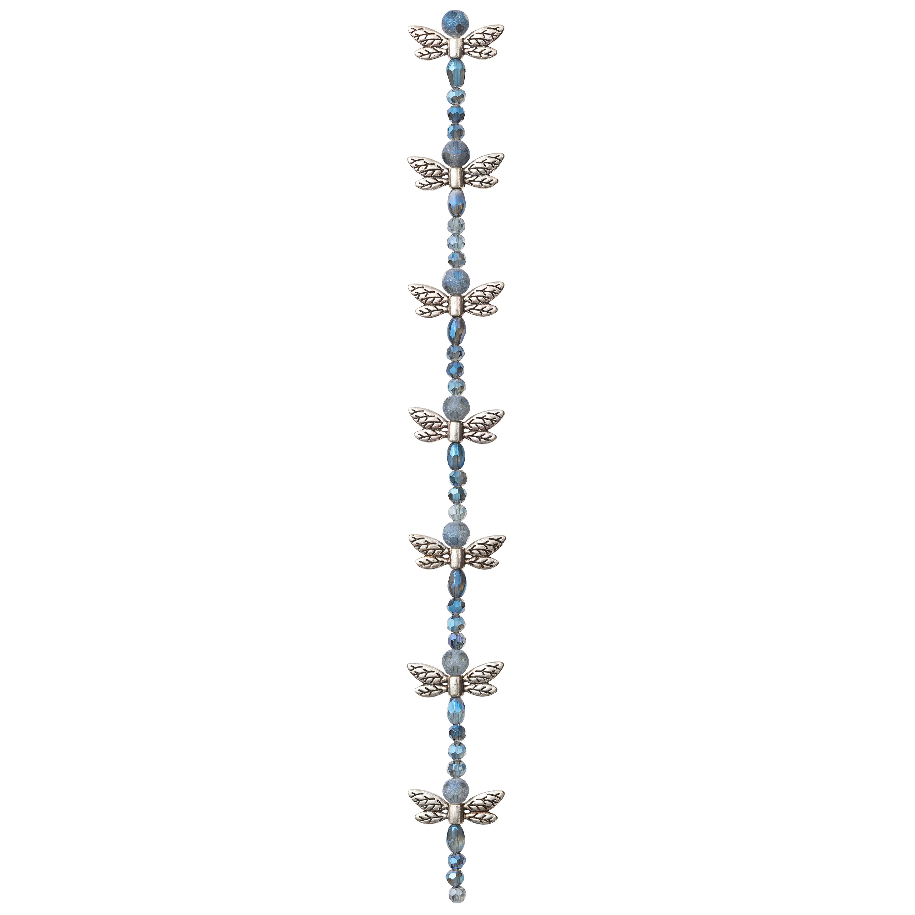 12 Packs: 42 ct. (504 total) Silver & Blue Dragonfly Mix Beads by Bead Landing™
