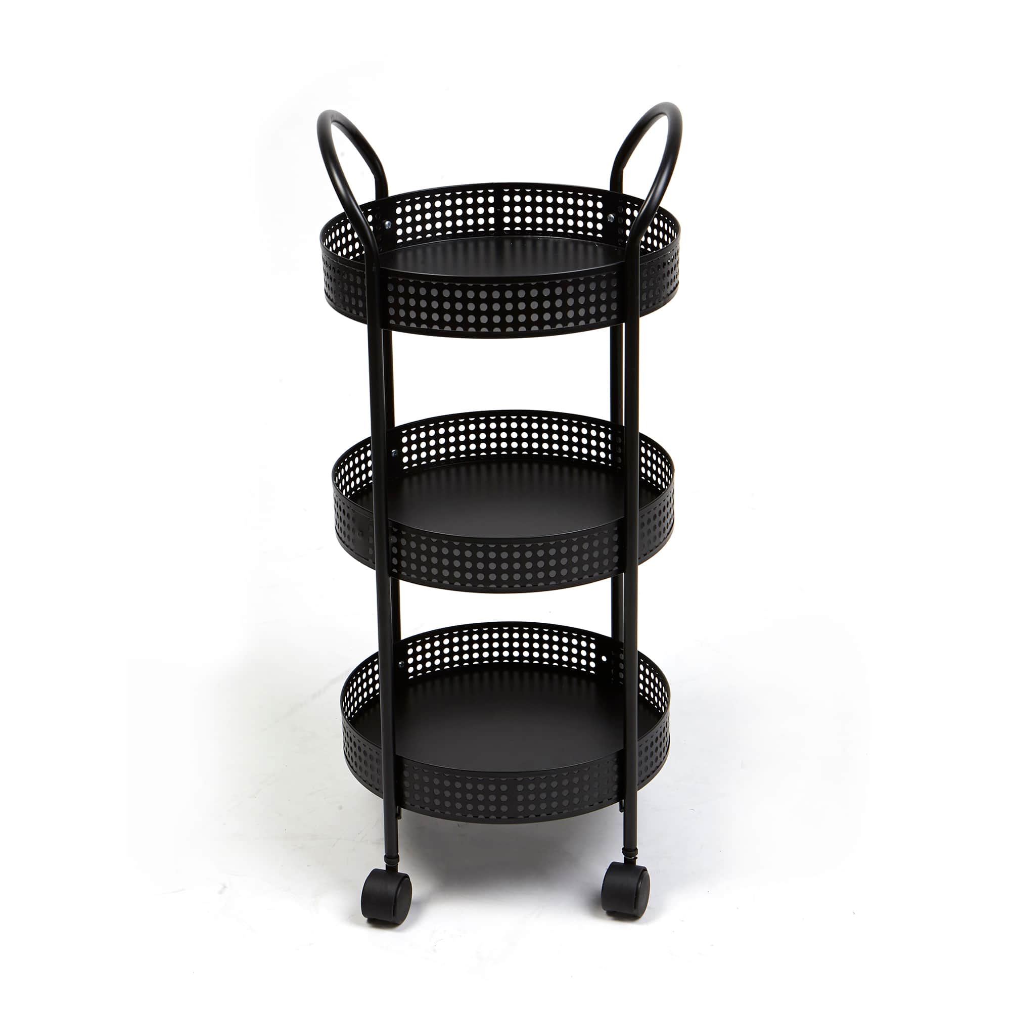 Mind Reader 27" Black 3-Tier Multi-Purpose Metal Utility Cart
