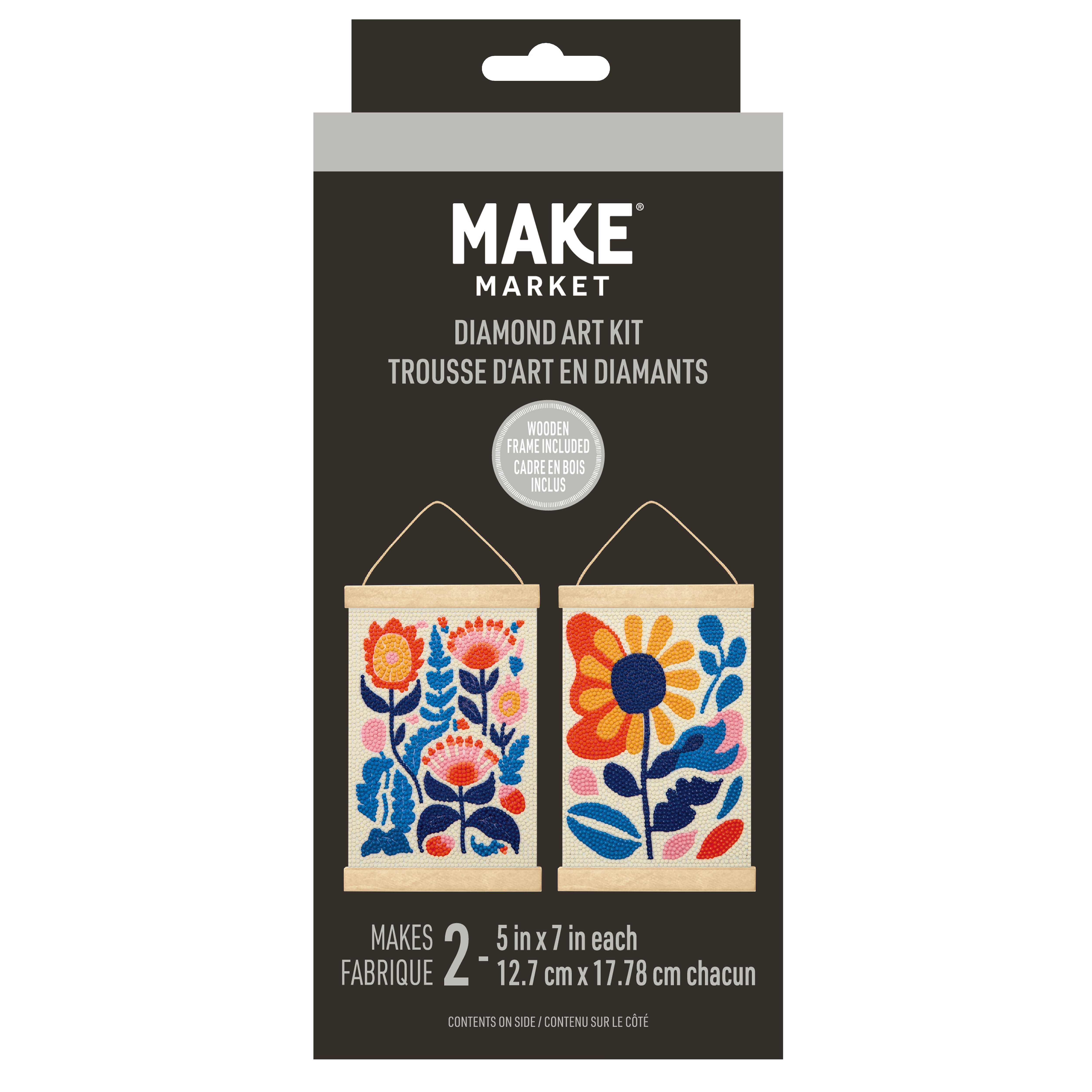 5" x 7" Abstract Flowers Diamond Art Kit with Wooden Frames by Make Market®