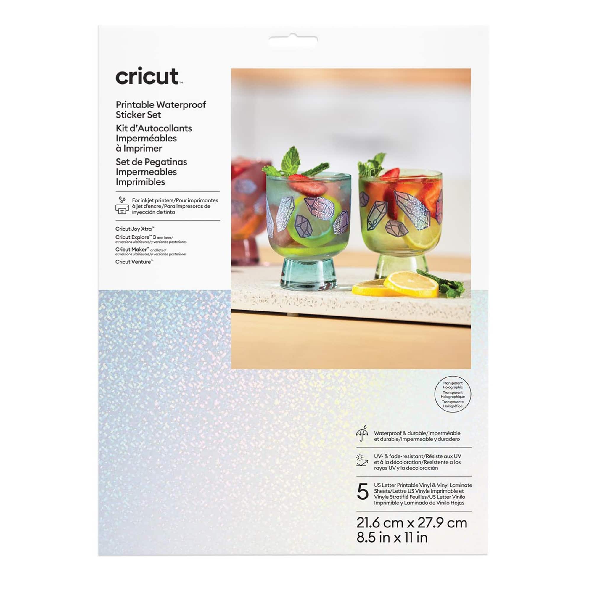 Cricut® Printable Clear US Letter Waterproof Holographic Sticker Set, 5ct.