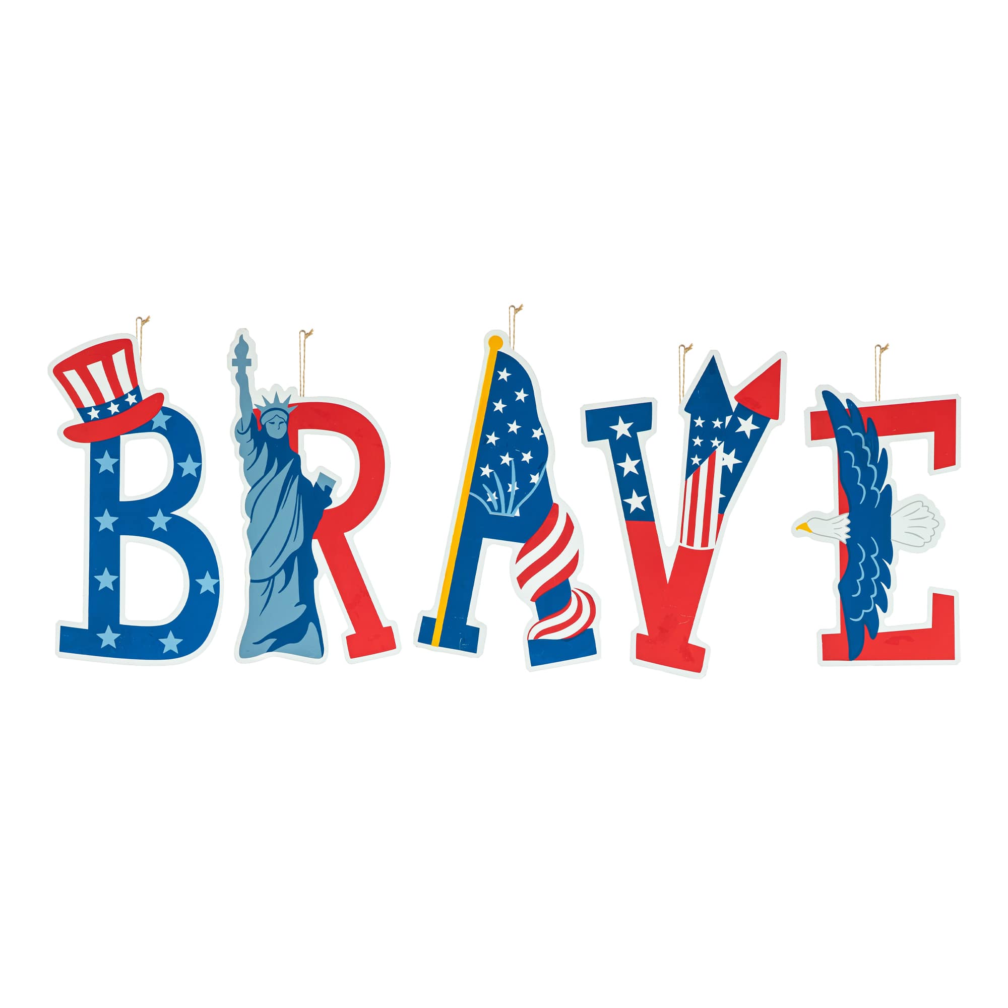 Glitzhome® 43" Patriotic America Brave Yard Stake Set