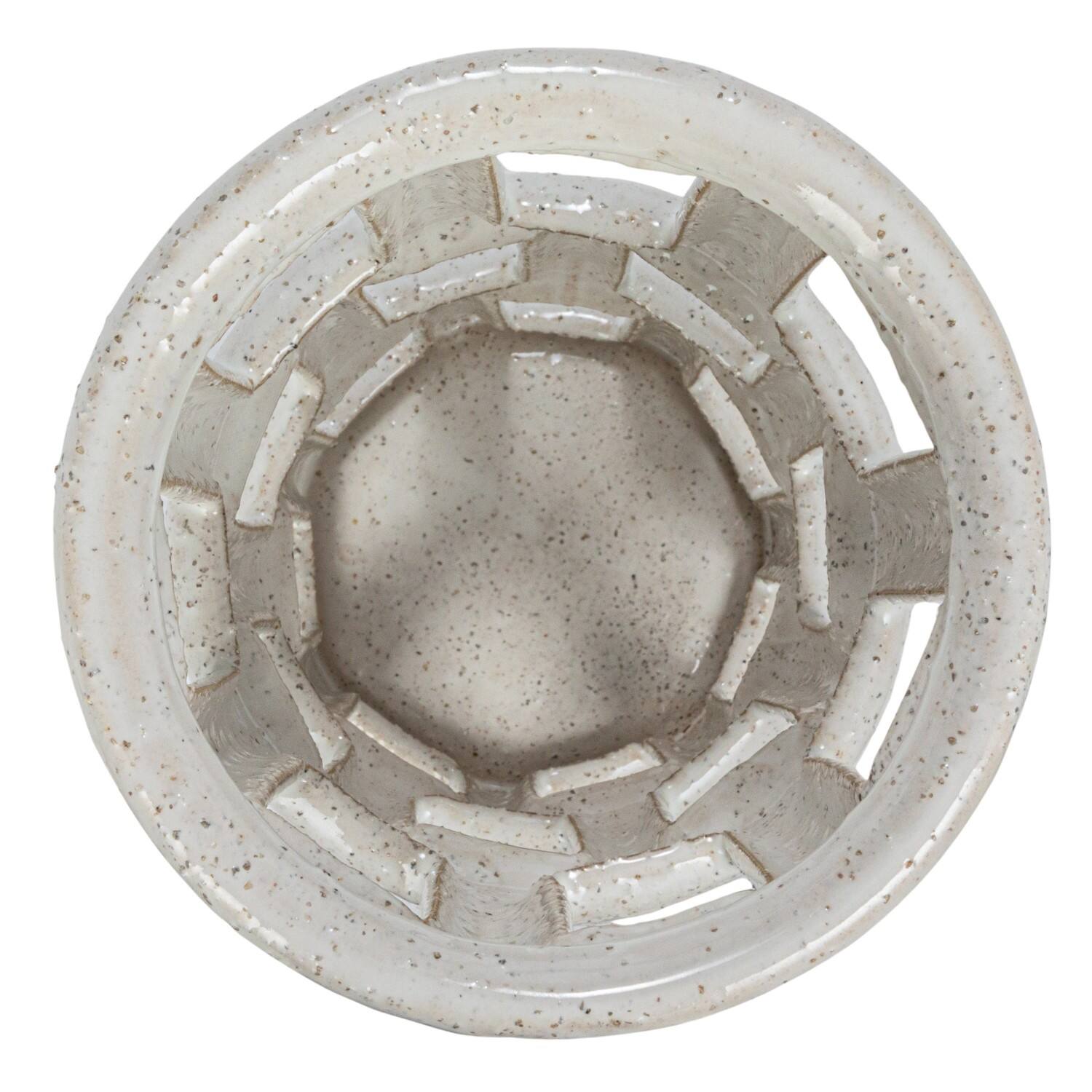 Hello Honey® 12" White Cut-Out Decorative Stoneware Lantern Candle Holder