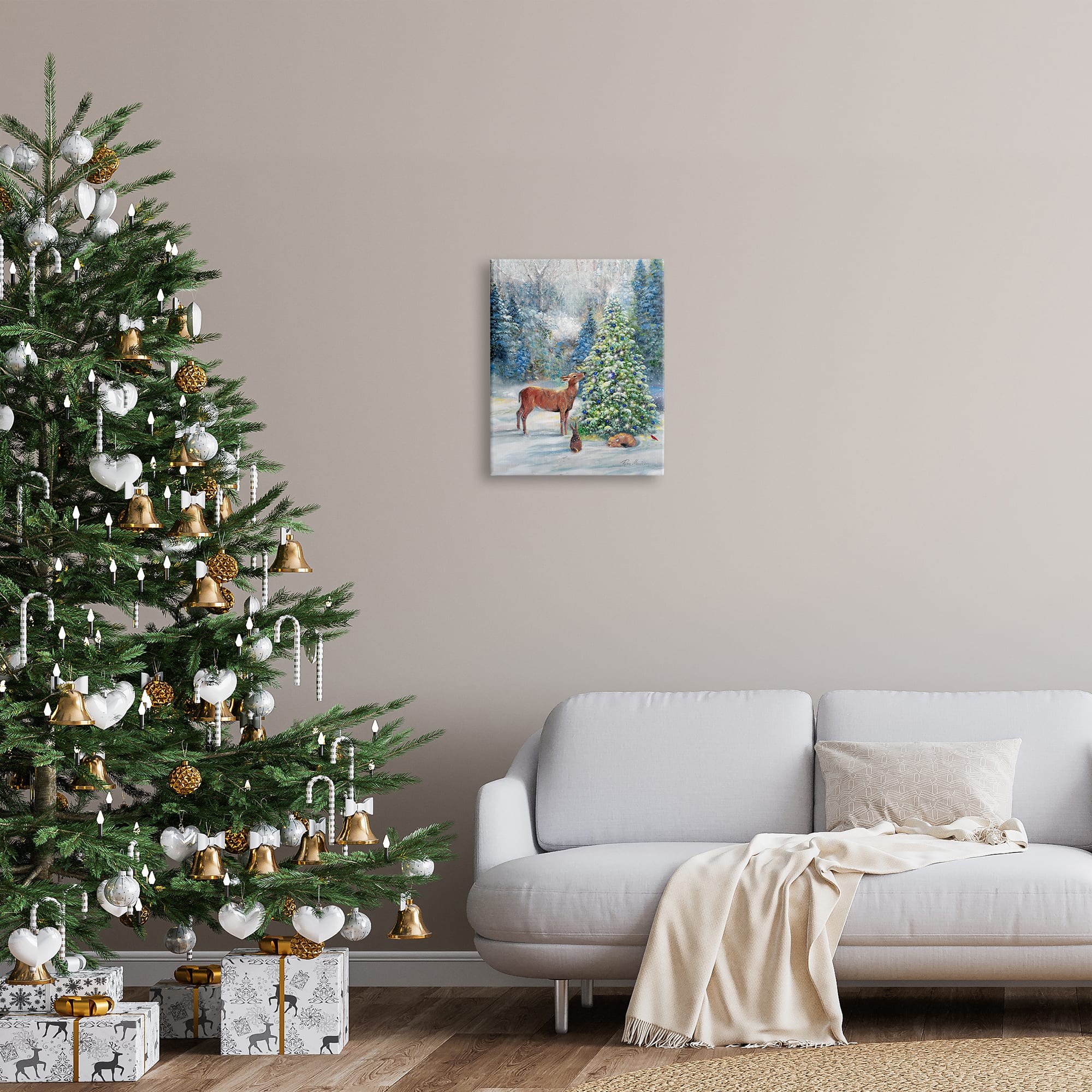 Stupell Industries Winter Woodland Animals Tree Canvas Wall Art