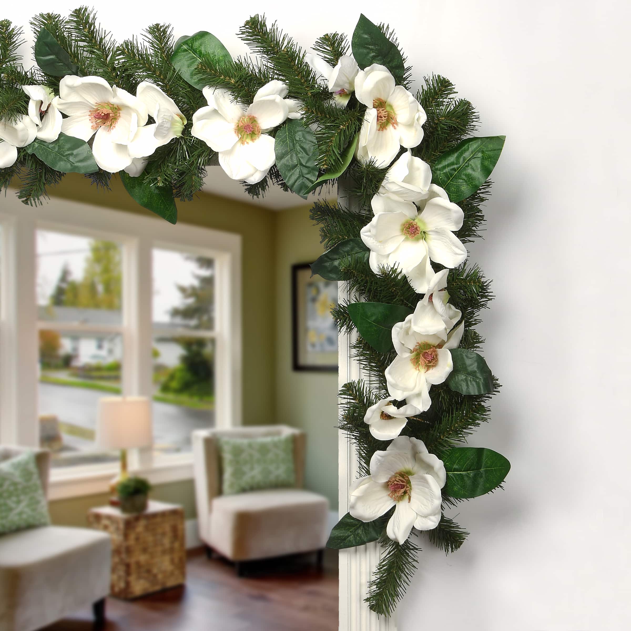 6ft. North Valley Spruce Magnolia Flower Garland