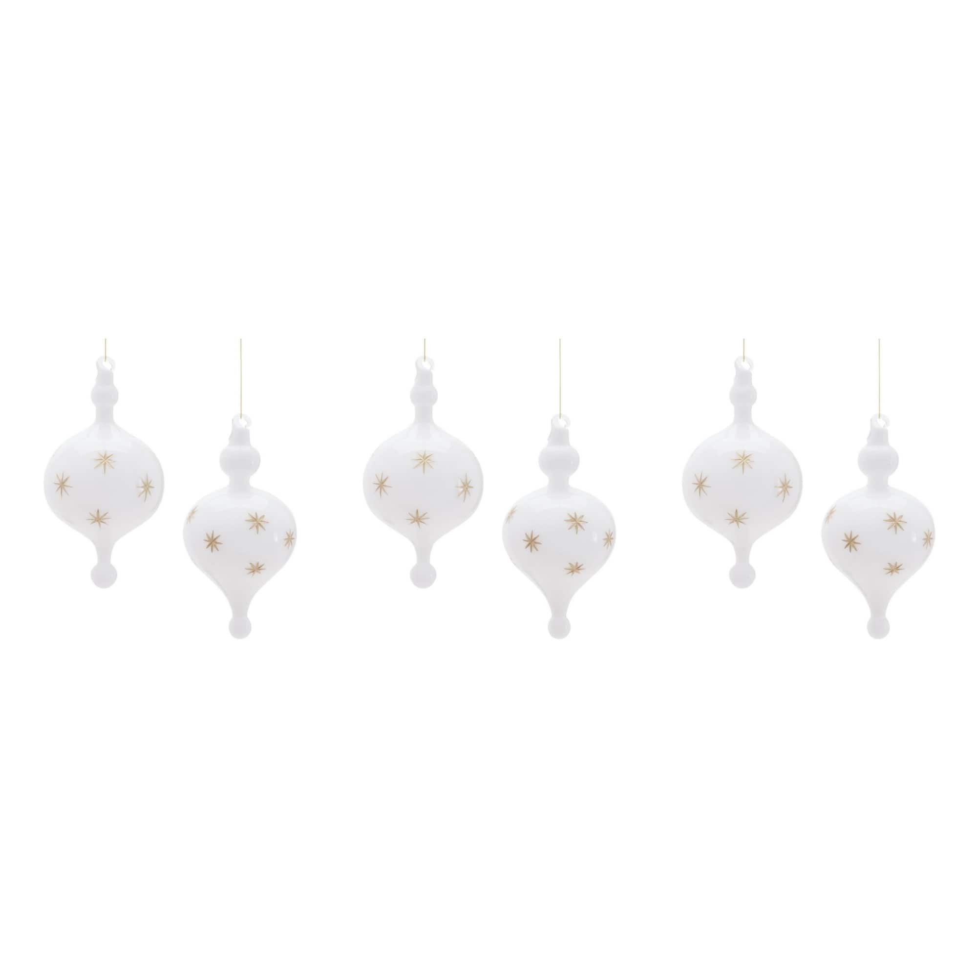 Melrose White Glass Ornament Set