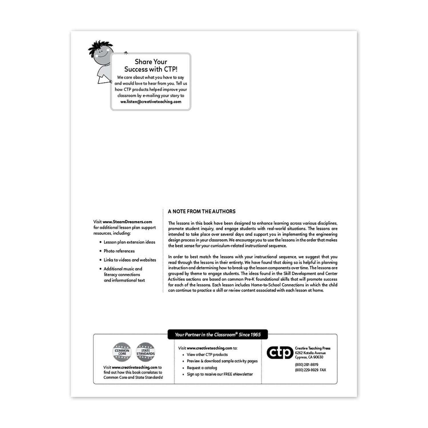 Creative Teaching Press® STEAM Learning Activities, Grade PreK
