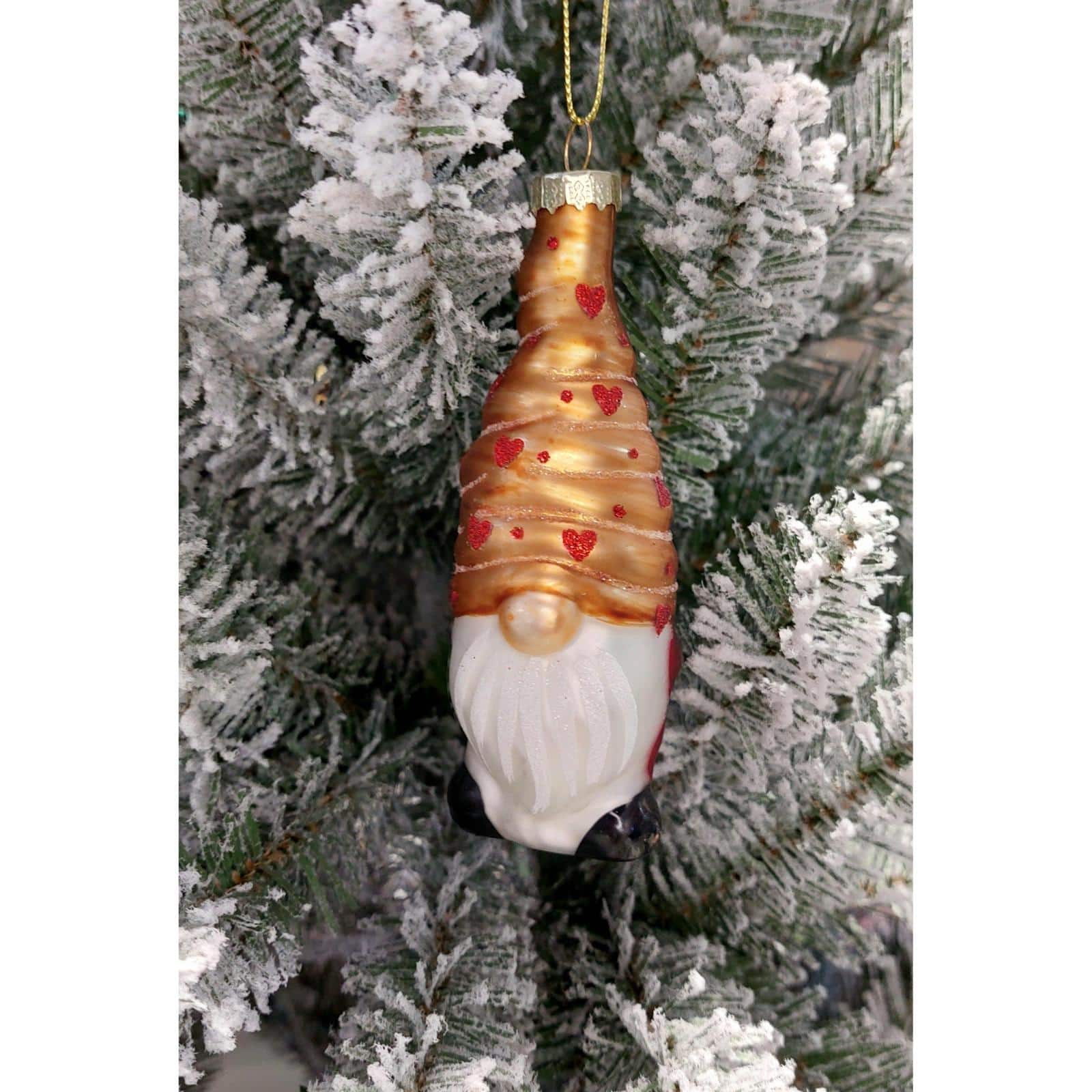 Wizardi 12" Yellow Gnome Christmas Glass Ornament