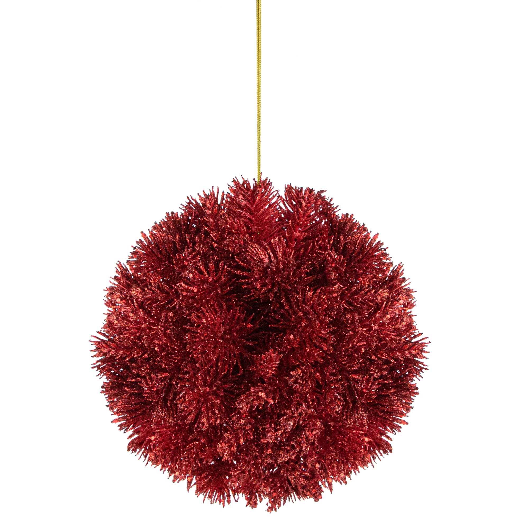 Red Glittered Pine Leaf Christmas Plastic Ball Ornament By Northlight | 6" | Michaels®