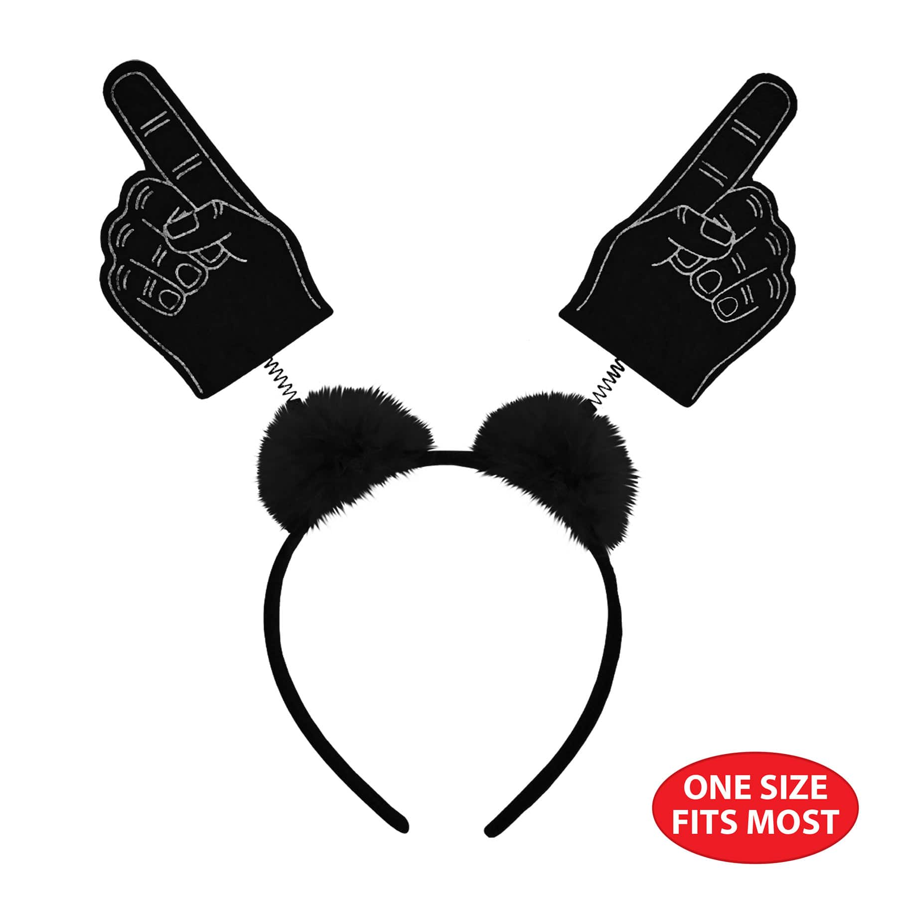 Beistle Adult Black #1 Hand Boppers with Marabou, 2ct.