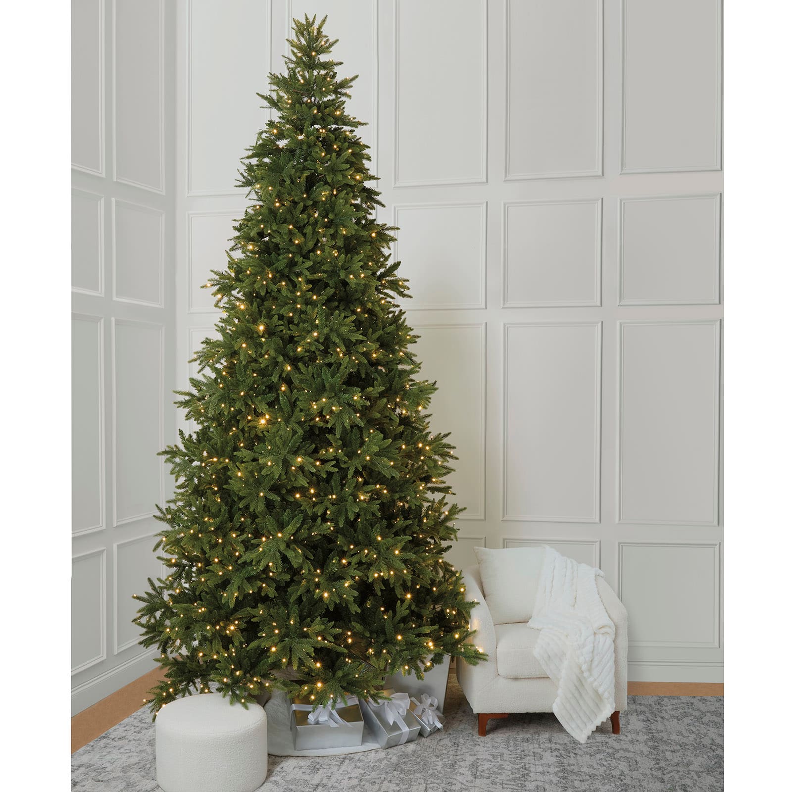 12ft. Pre-Lit Barrington Fir Artificial Christmas Tree, Quick Set® LumaDazzle® Colour Changing Twinkle LED Lights by Ashland®