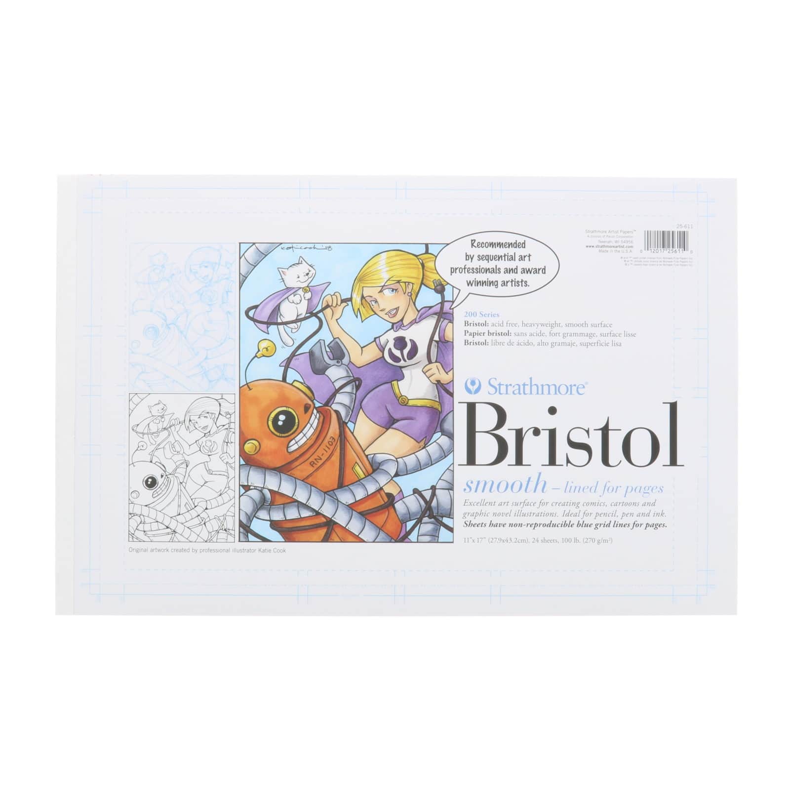 Strathmore® 200 Series 11" x 17" Sequential Art Blue Lined Bristol Paper Pad