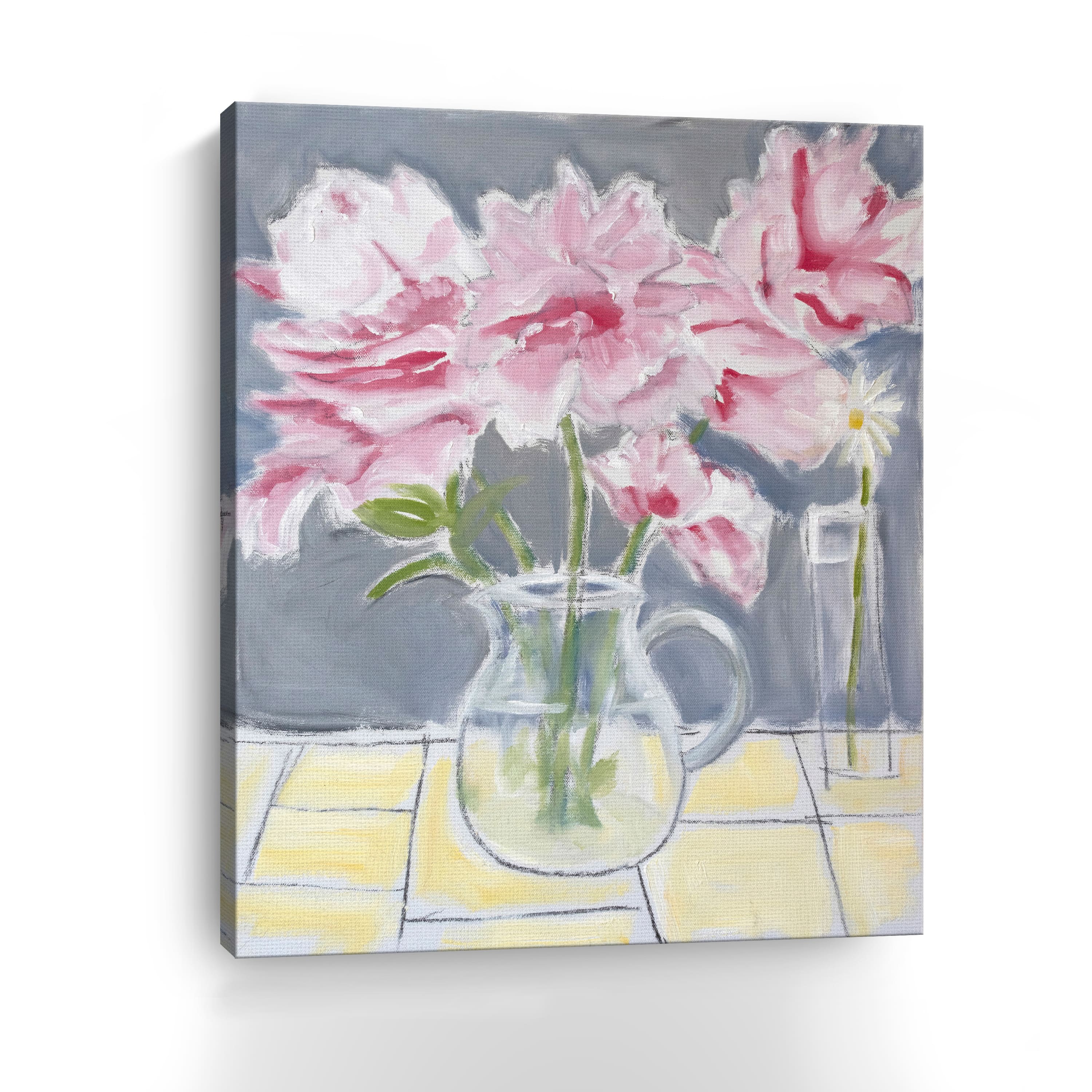 Peonies A Daisy Canvas Giclee