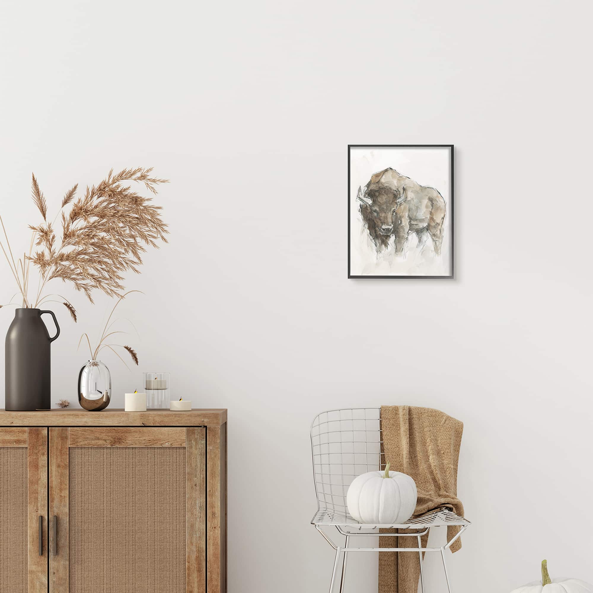 Stupell Industries Western American Buffalo Brown Country Animal Framed Wall Art