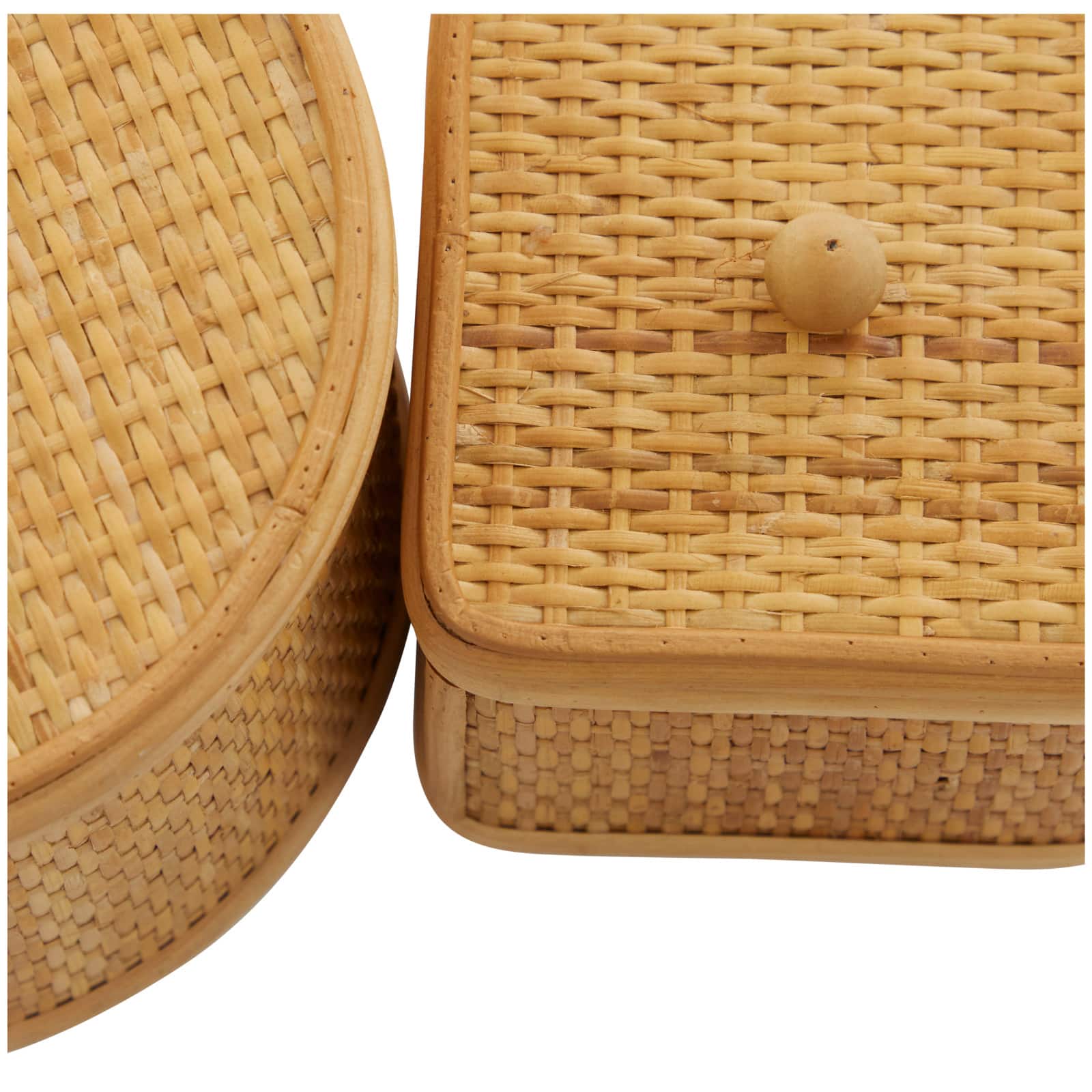 Brown Rattan Storage Box Set