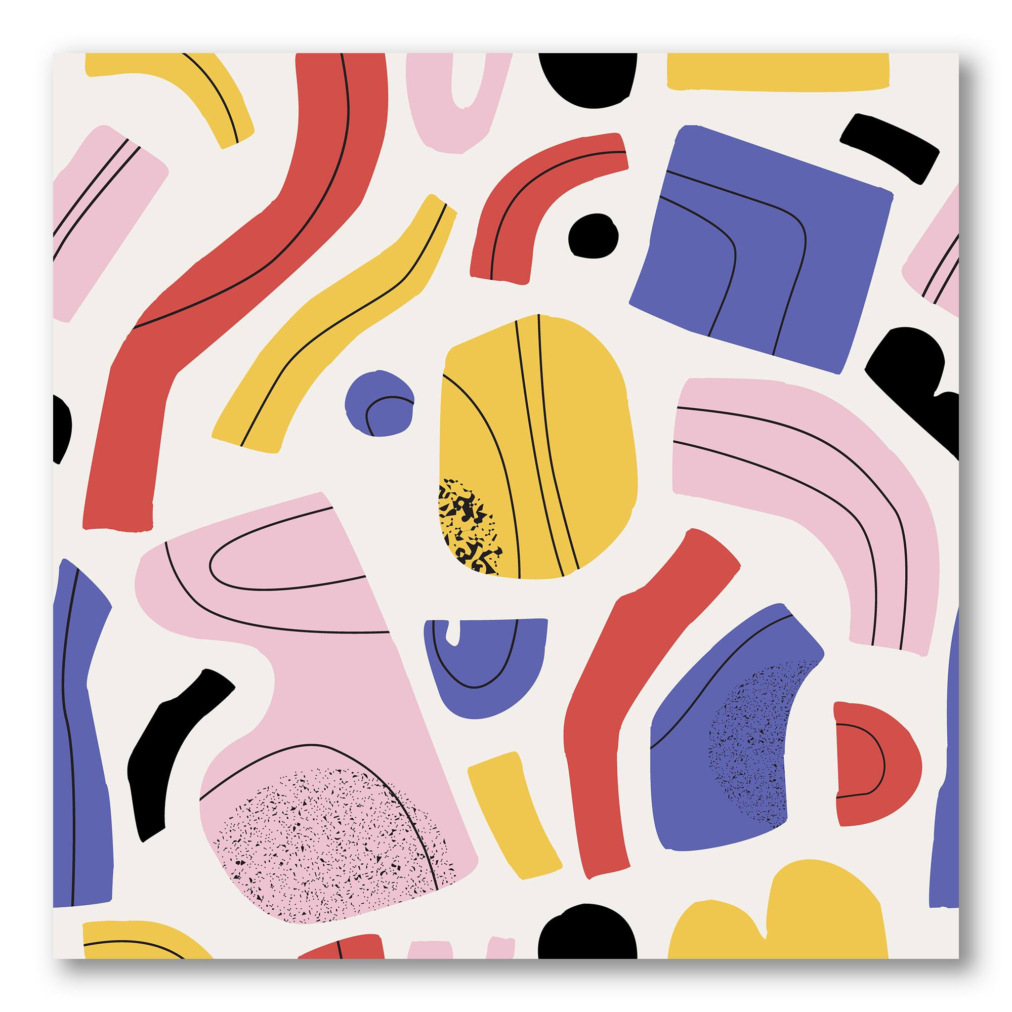 Designart - Organic and Elements In Red Yellow and Pink - Modern Canvas Wall Art Print