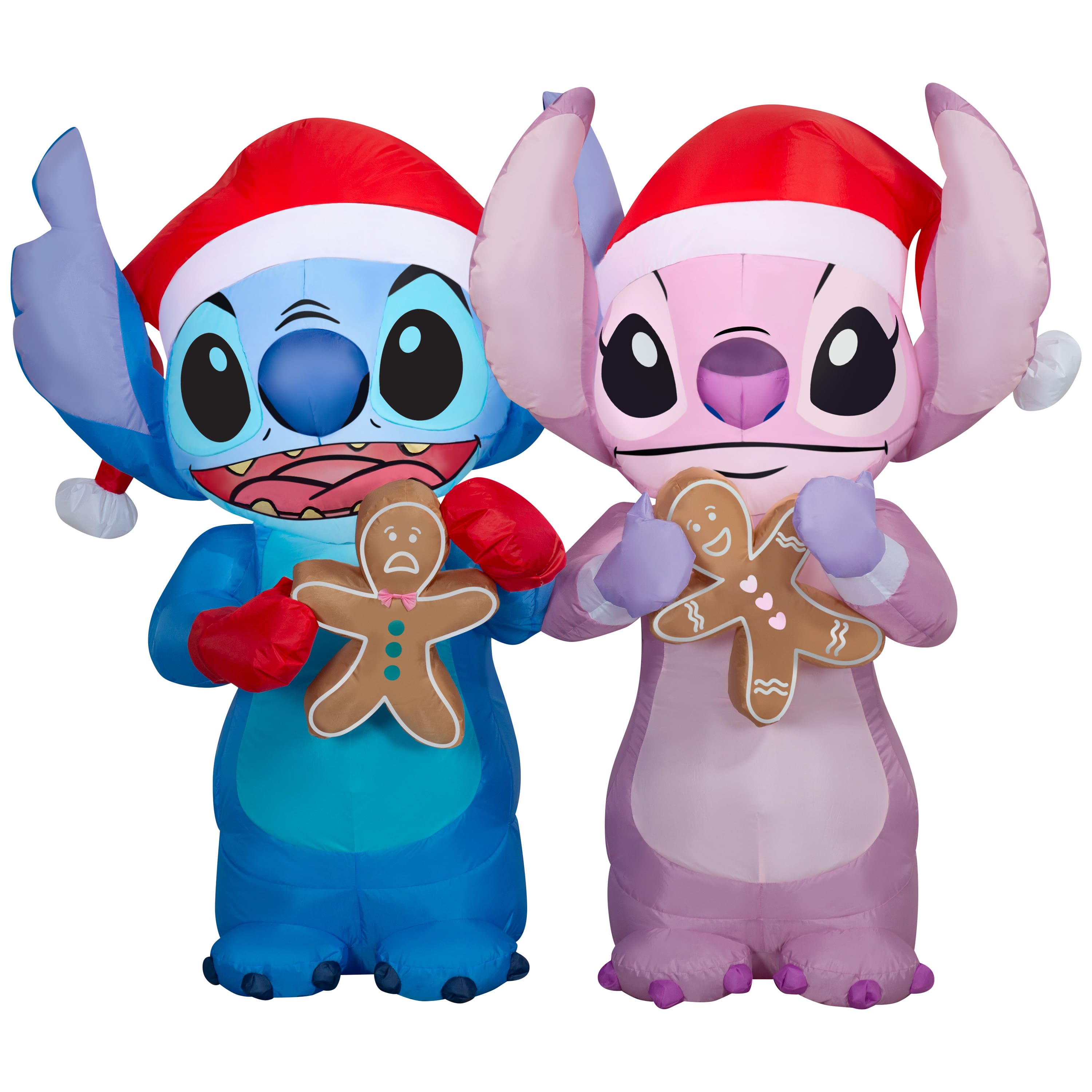 4ft. Airblown® Disney® Inflatable Holiday Stitch & Angel Eating Gingerbread Cookies Value Scene Christmas Lights Décor