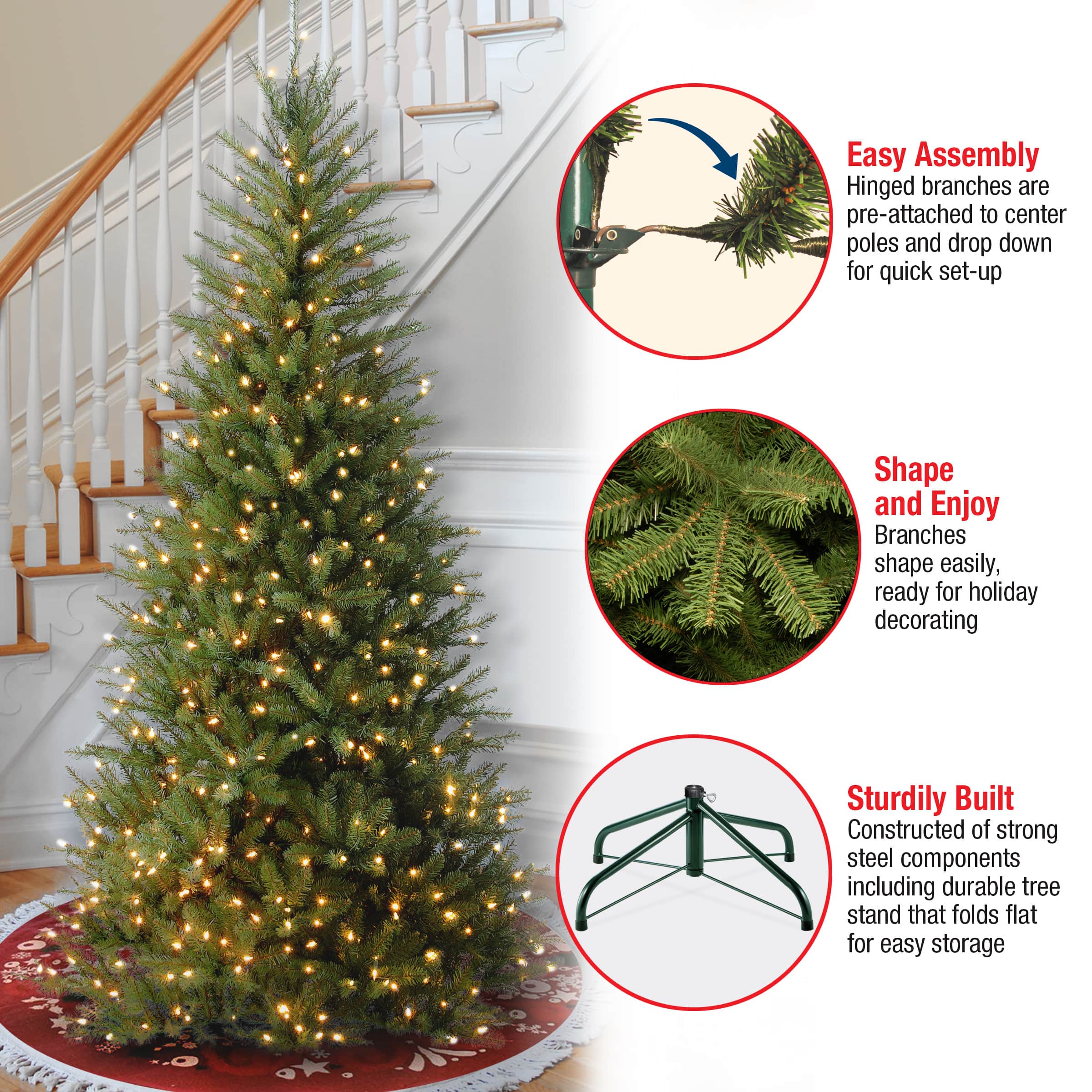 6.5 ft. Pre-Lit Dunhill® Fir Slim Artificial Christmas Tree, Clear Lights