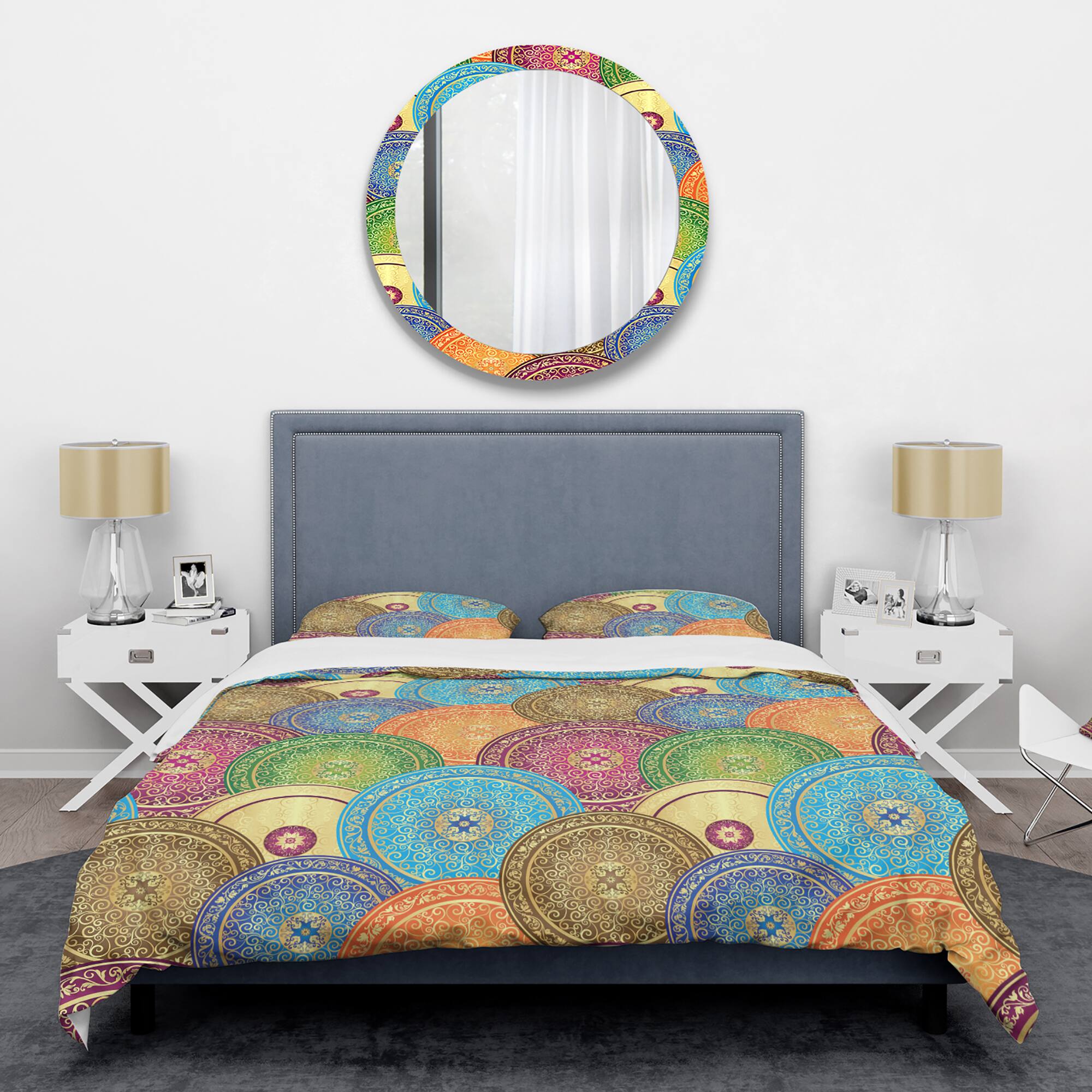 Designart 'Circular Retro Design IV' Mid-Century Duvet Cover Set