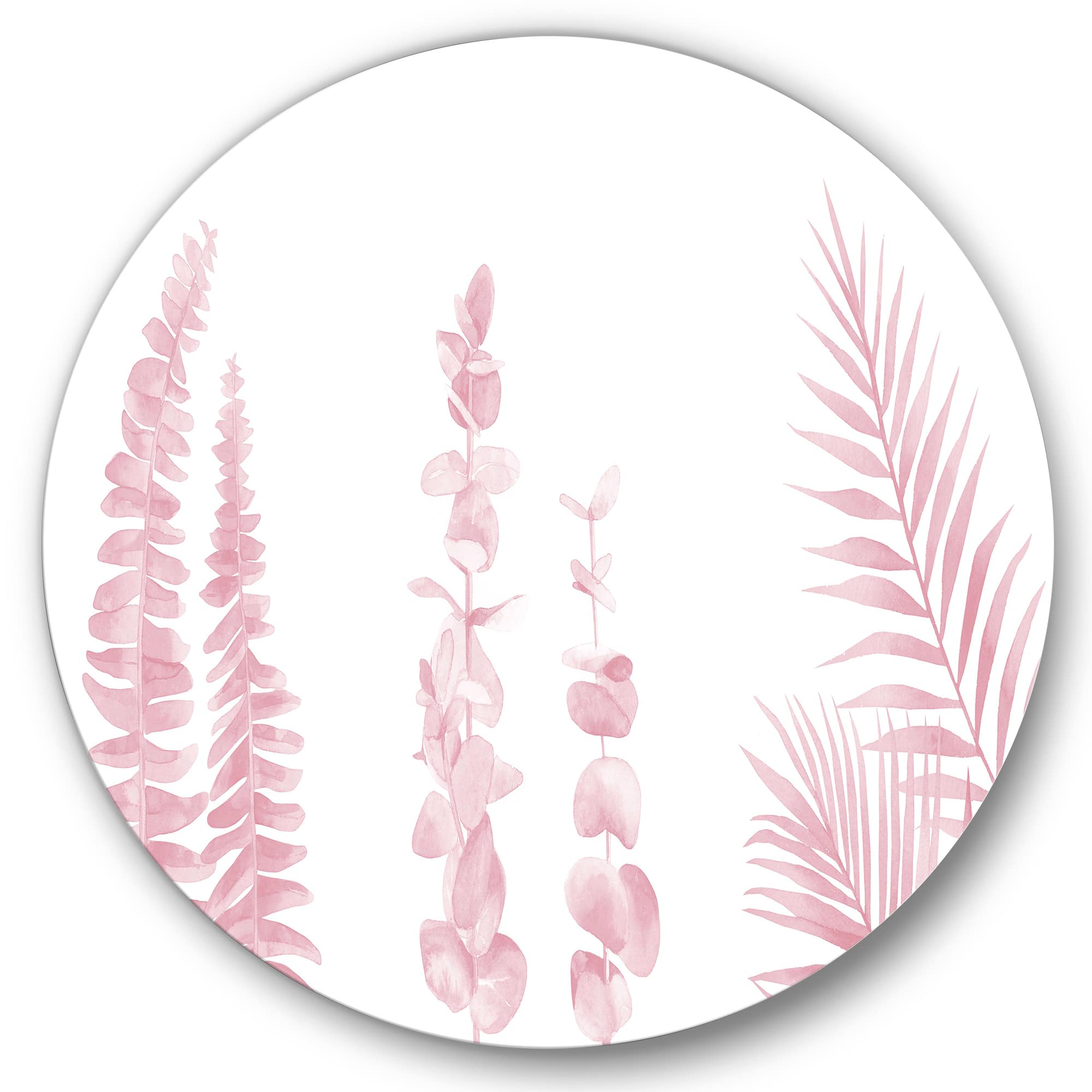 Designart - Blush Pinkeucalyptus and Palm Branches