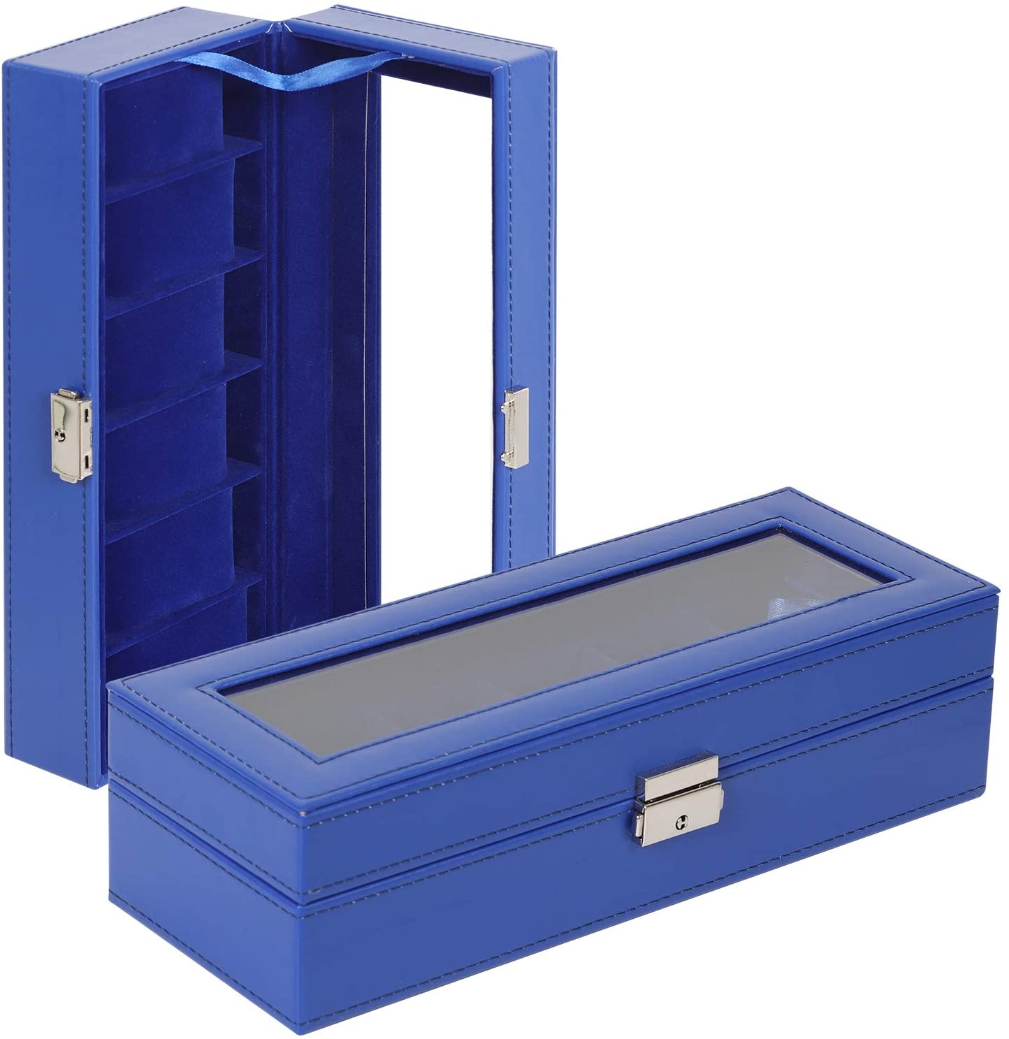 Sapphire Blue Hexa Leather Watch Box