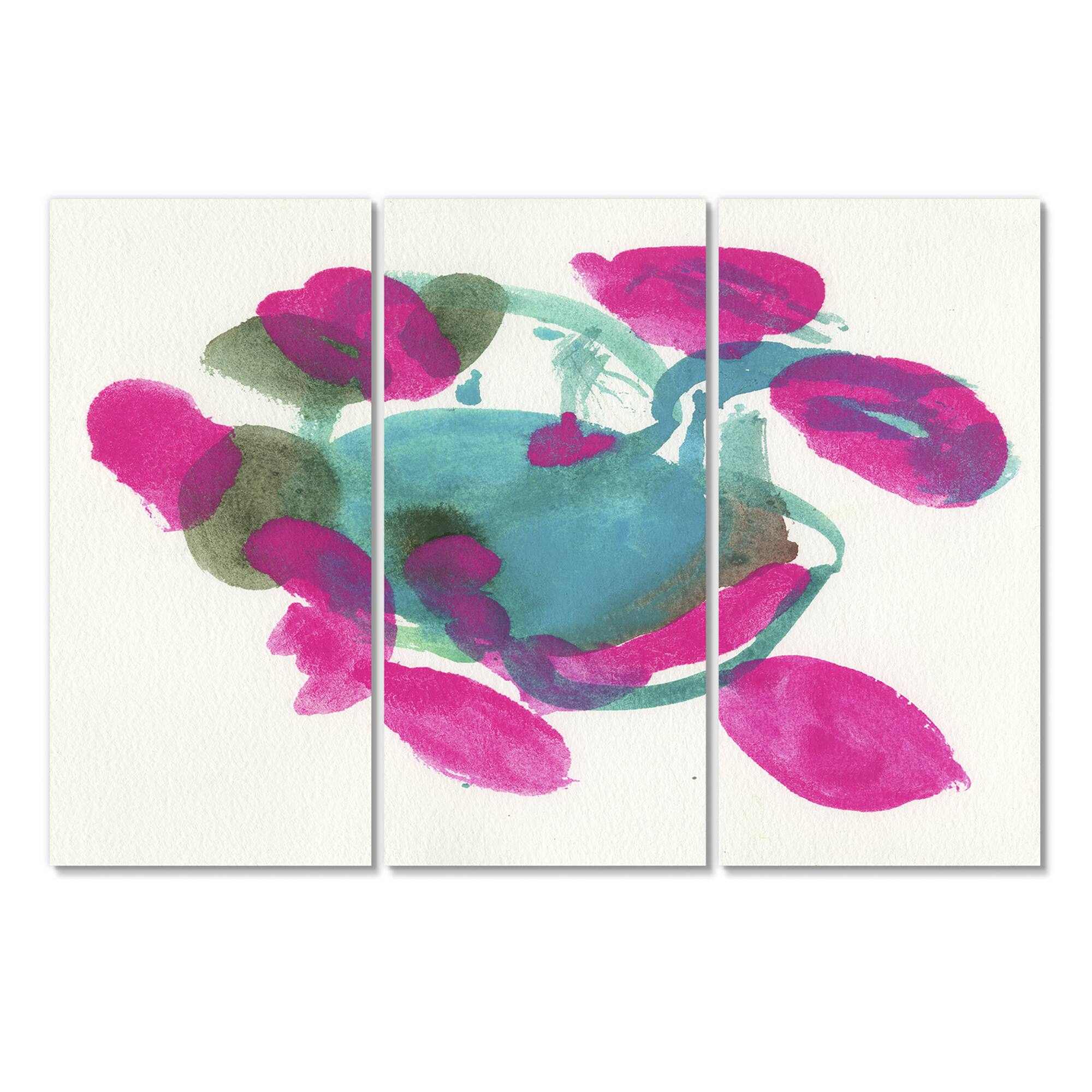 Designart - Fuchsia And Blue Scribble IV - Mid Century Modern Canvas Wall Art