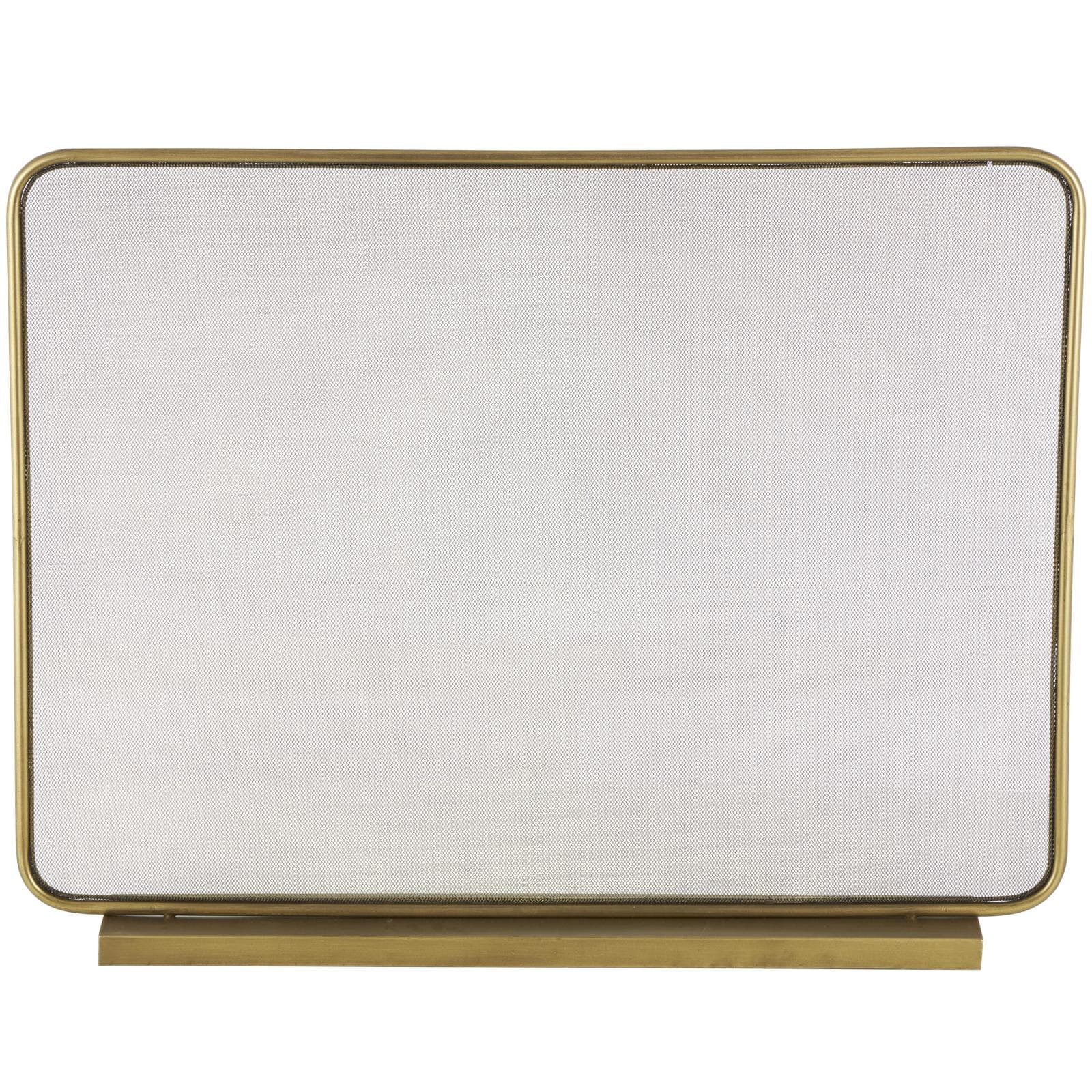 37.75" Gold Metal 1-Panel Living Room Fireplace Screen with Rounded Edges and Rectangular Base