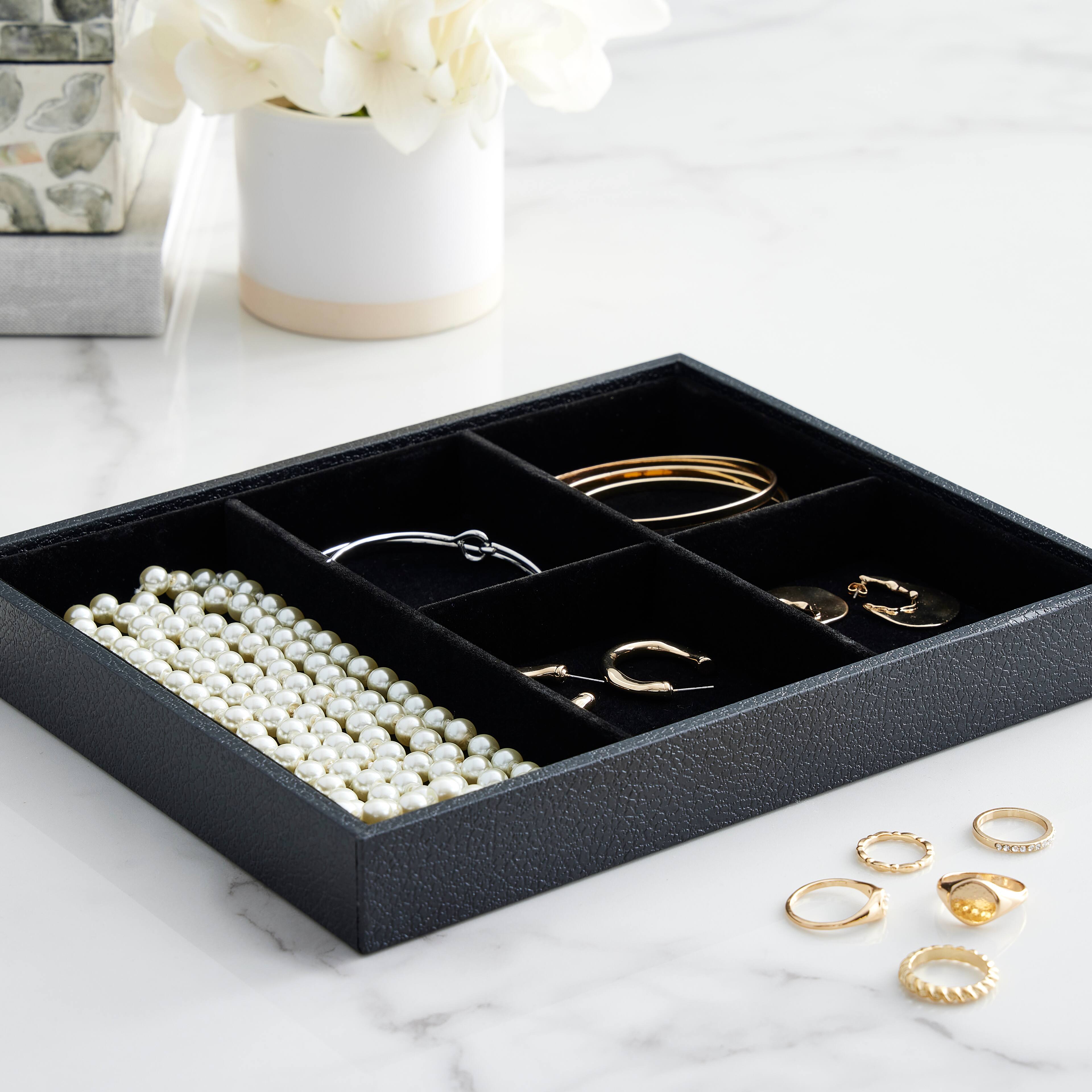 12 Pack: 5 Compartment Velvet Storage Tray by Bead Landing™