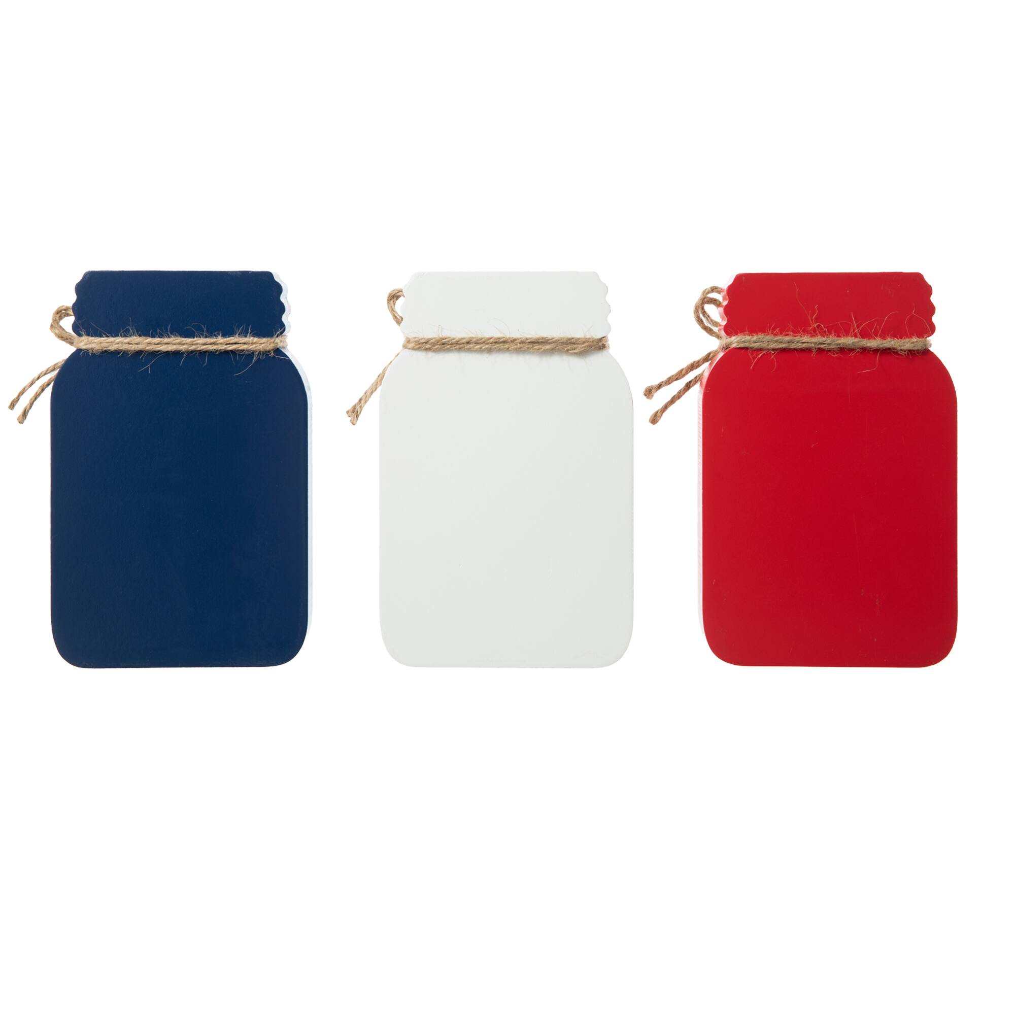 Glitzhome® 7" Patriotic Americana Mason Jar Tabletop Jar Décor Set