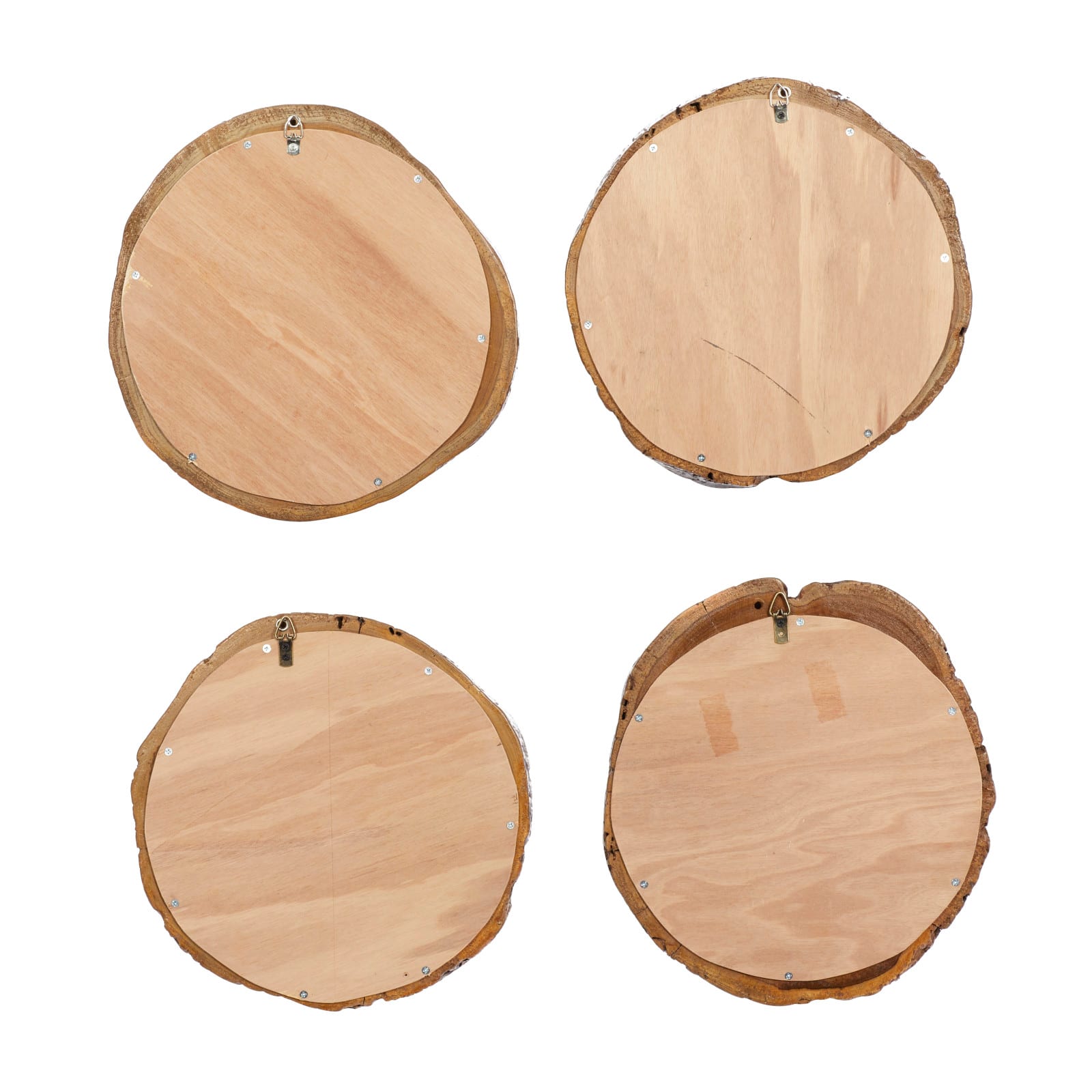 13" Brown Teak Wood Rustic Wall Mirror, 4ct.