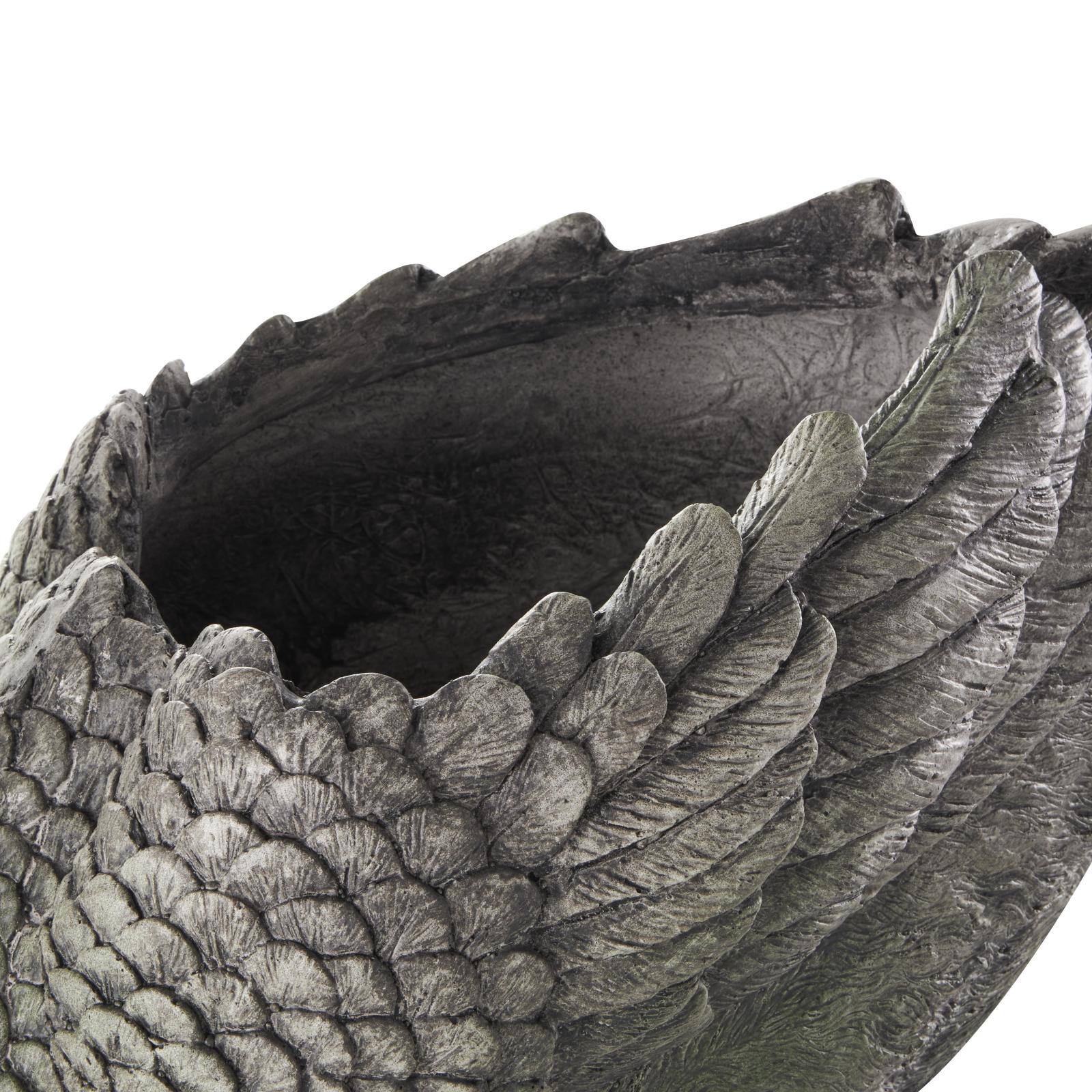 23" Gray Swan Textured Planter with Patina Accents