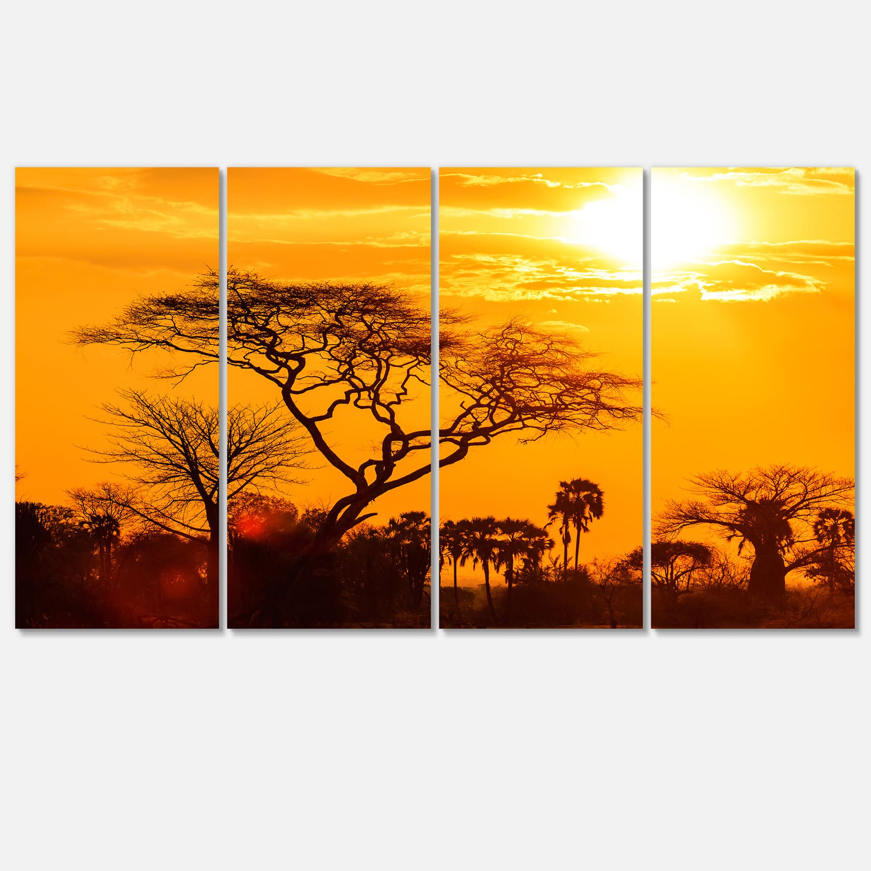Designart - Orange Glow of African Sunset - Extra Large Wall Art Landscape