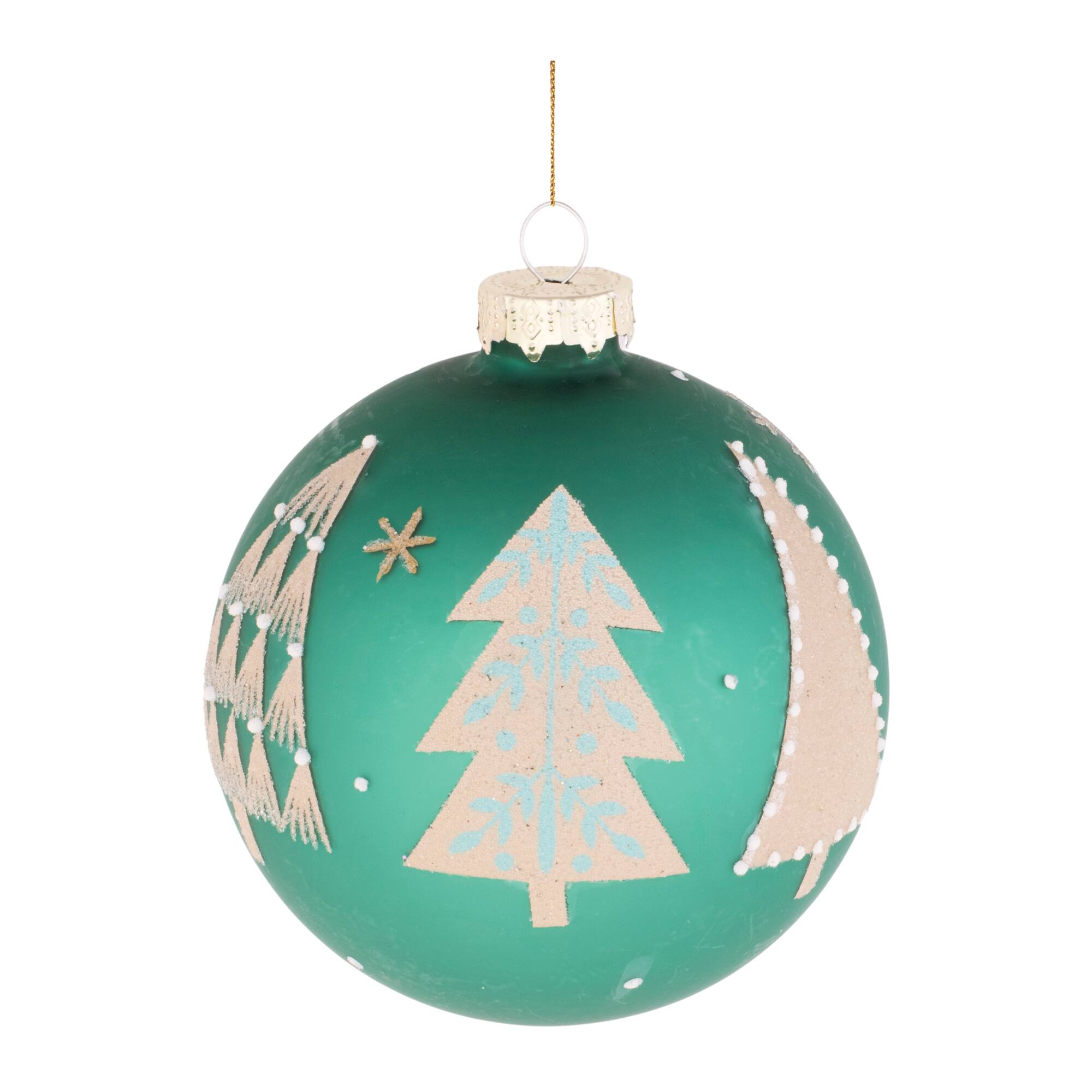 4" Beaded Pine Tree Ball Ornaments