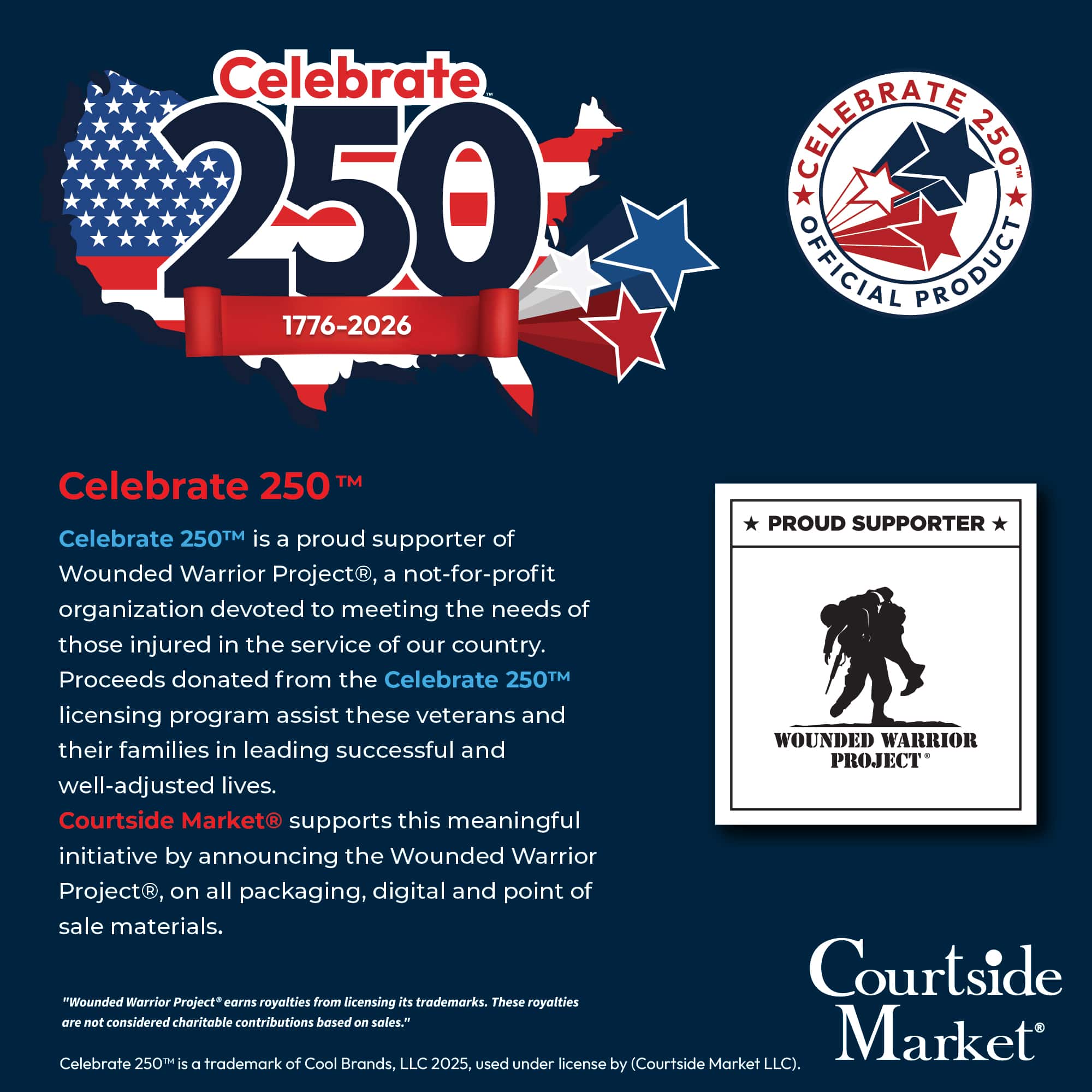 Courtside Market® Celebrate 250™ 12" x 12" Wounded Warrior Project® God Bless America Wreath Hanging Wooden Artboard with Twine