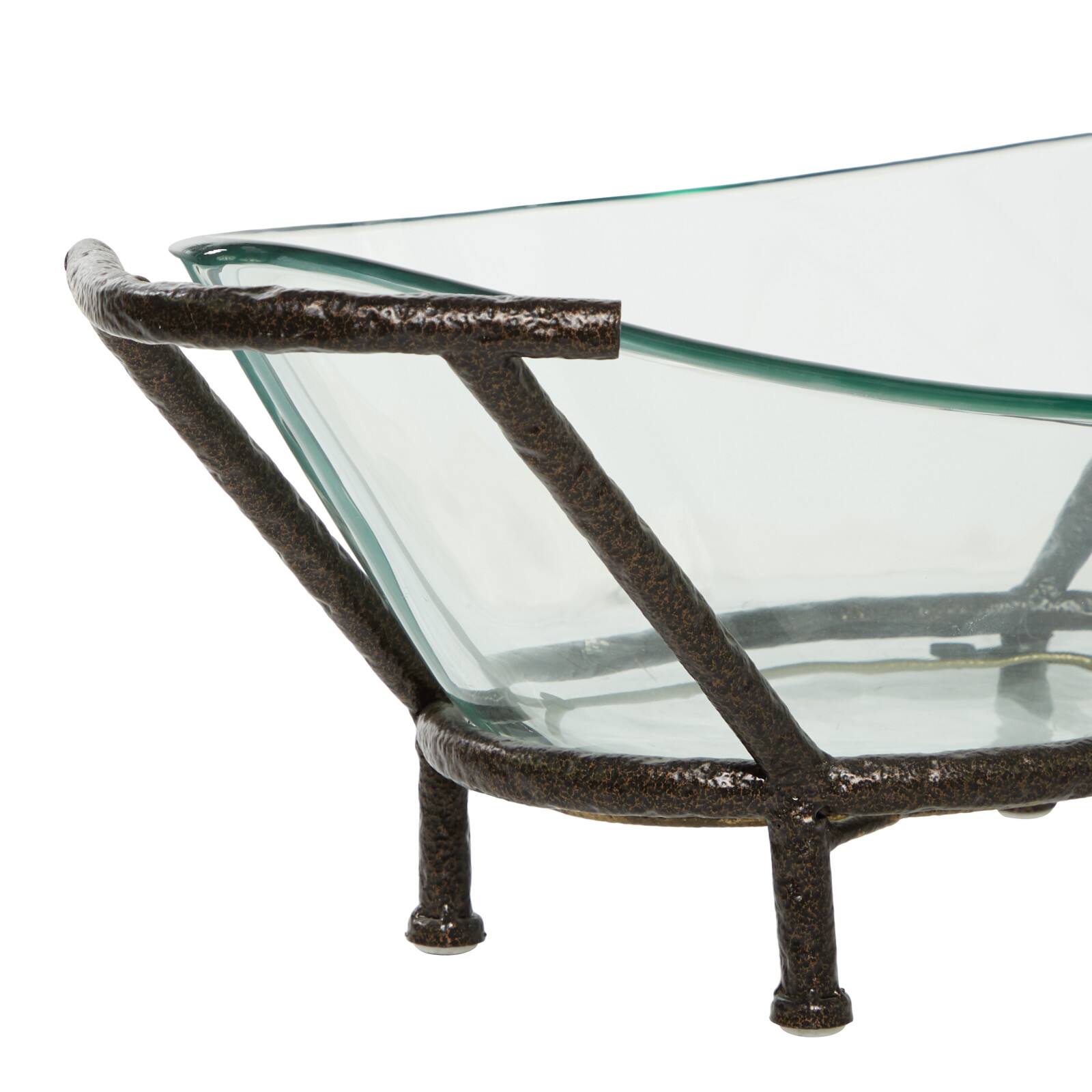Copper Glass & Metal Modern Serving Bowl