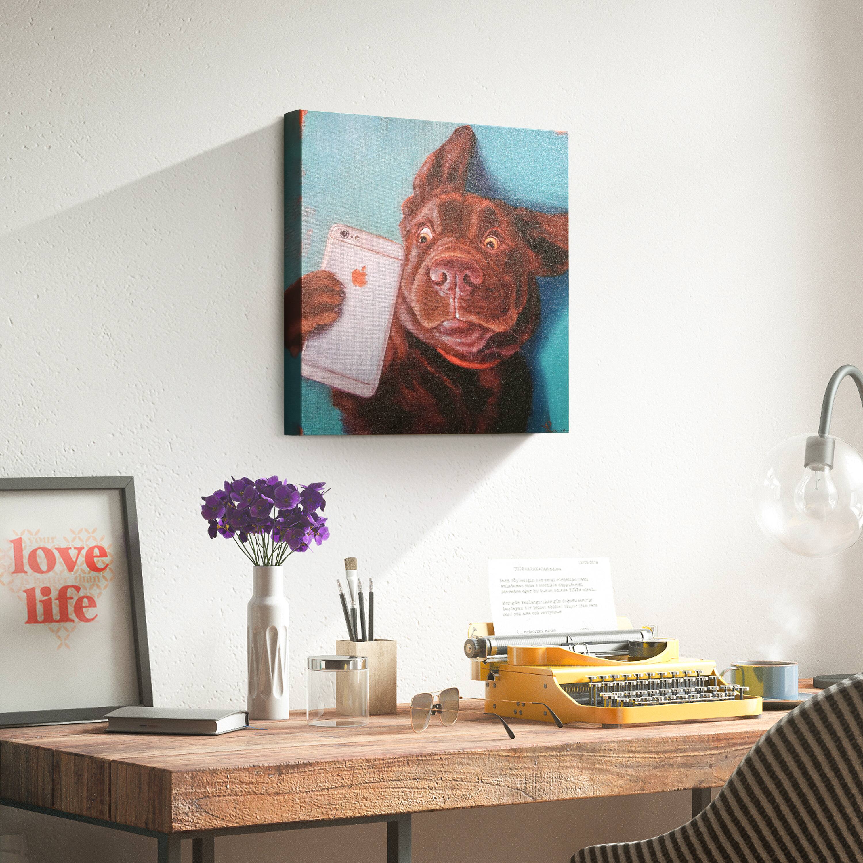 Empire Art Direct 18" x 18" Dog Selfie Canvas Wall Art