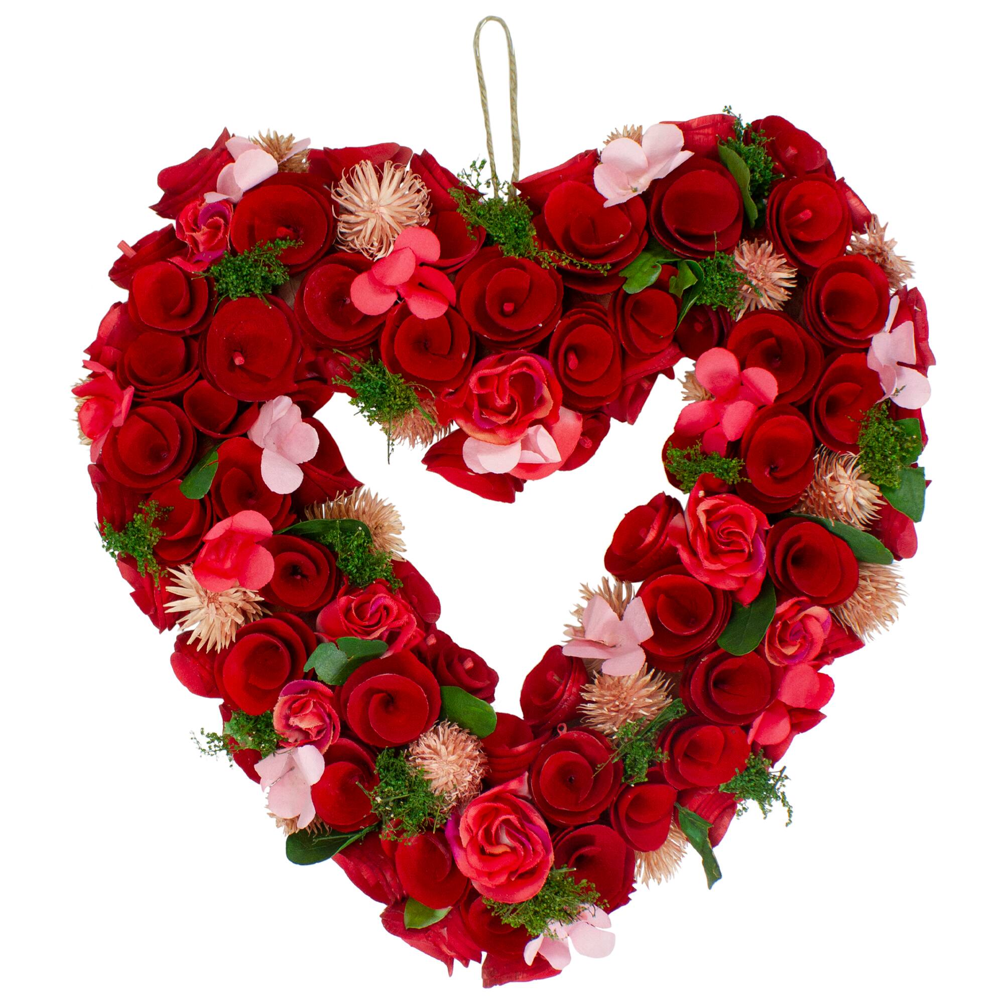 Red Wooden Rose Floral Heart Shaped Artificial Valentine's Day Wreath 10" By Northlight | Michaels®