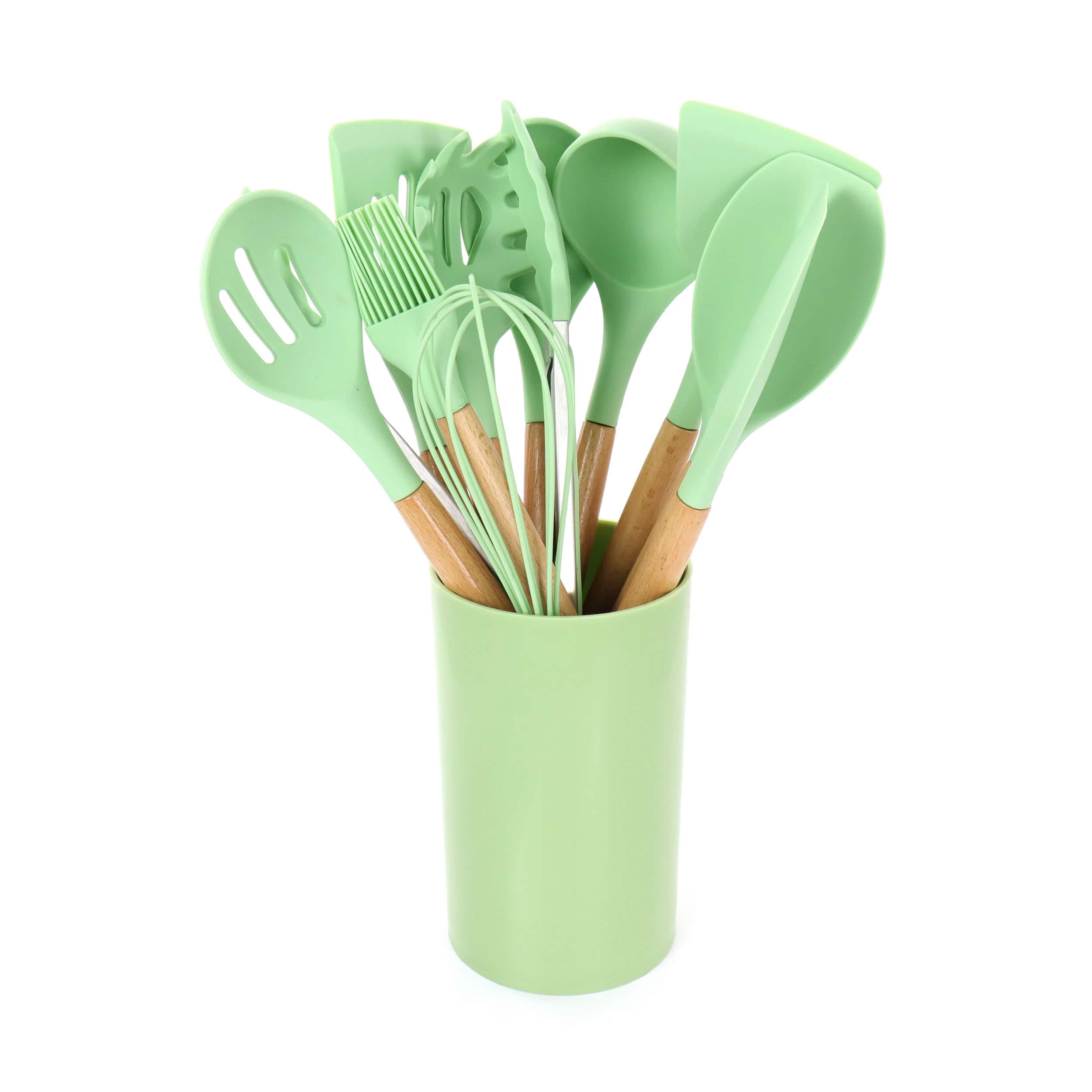 MegaChef Mint Green Silicone & Wood Cooking Utensils Set, 12ct.