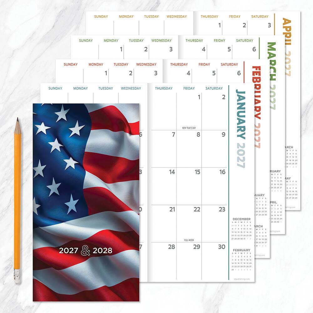 2027-2028 Flag Small Monthly Pocket Planner