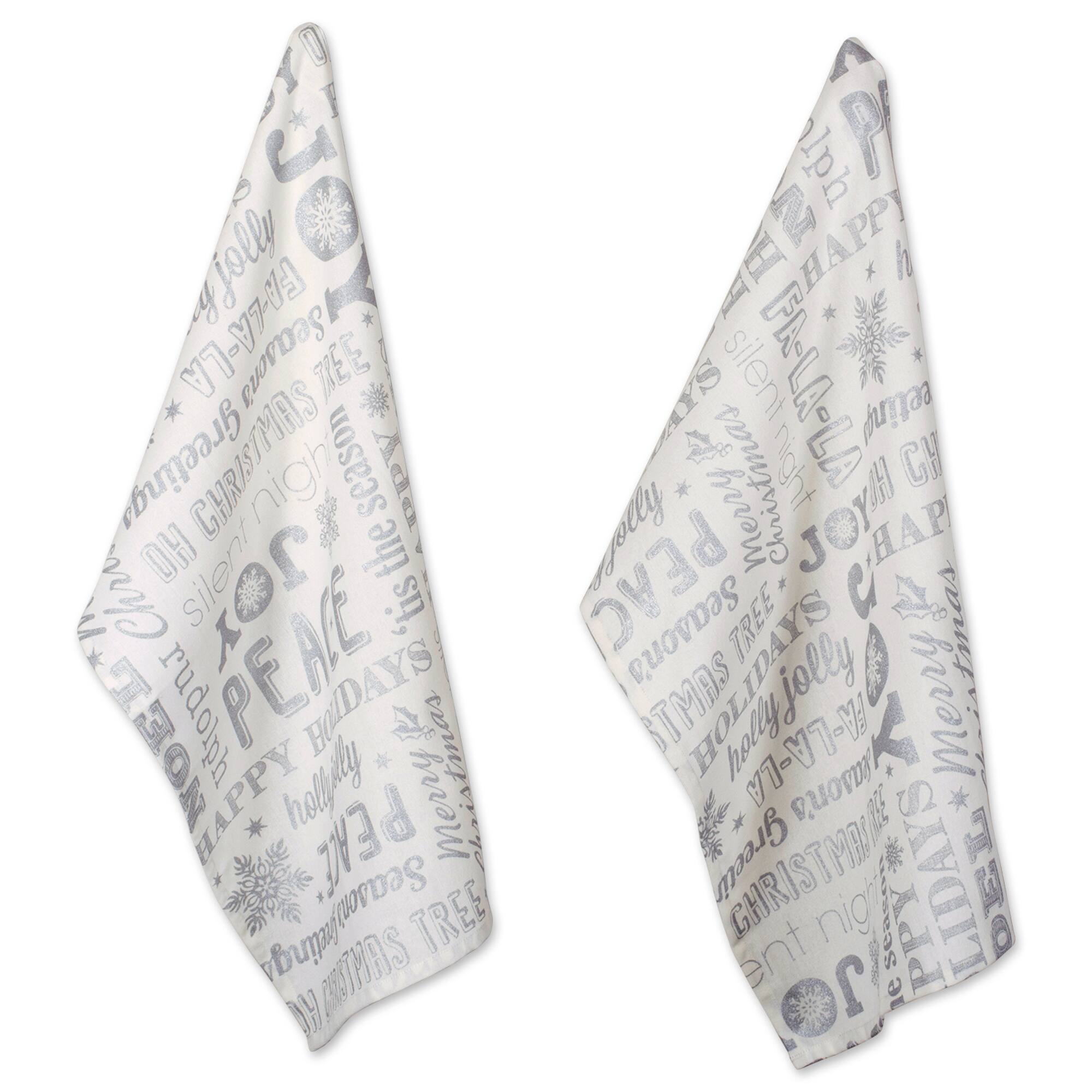 DII® Silver Christmas Collage Dishtowel Set