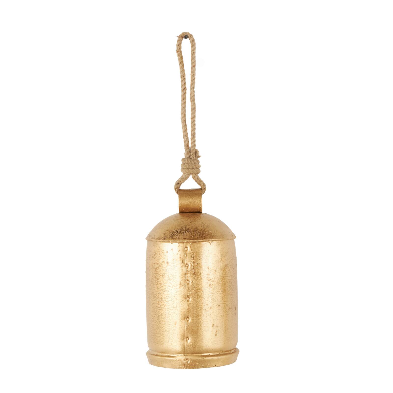 Gold Metal Decorative Bell with Jute Hanging Rope