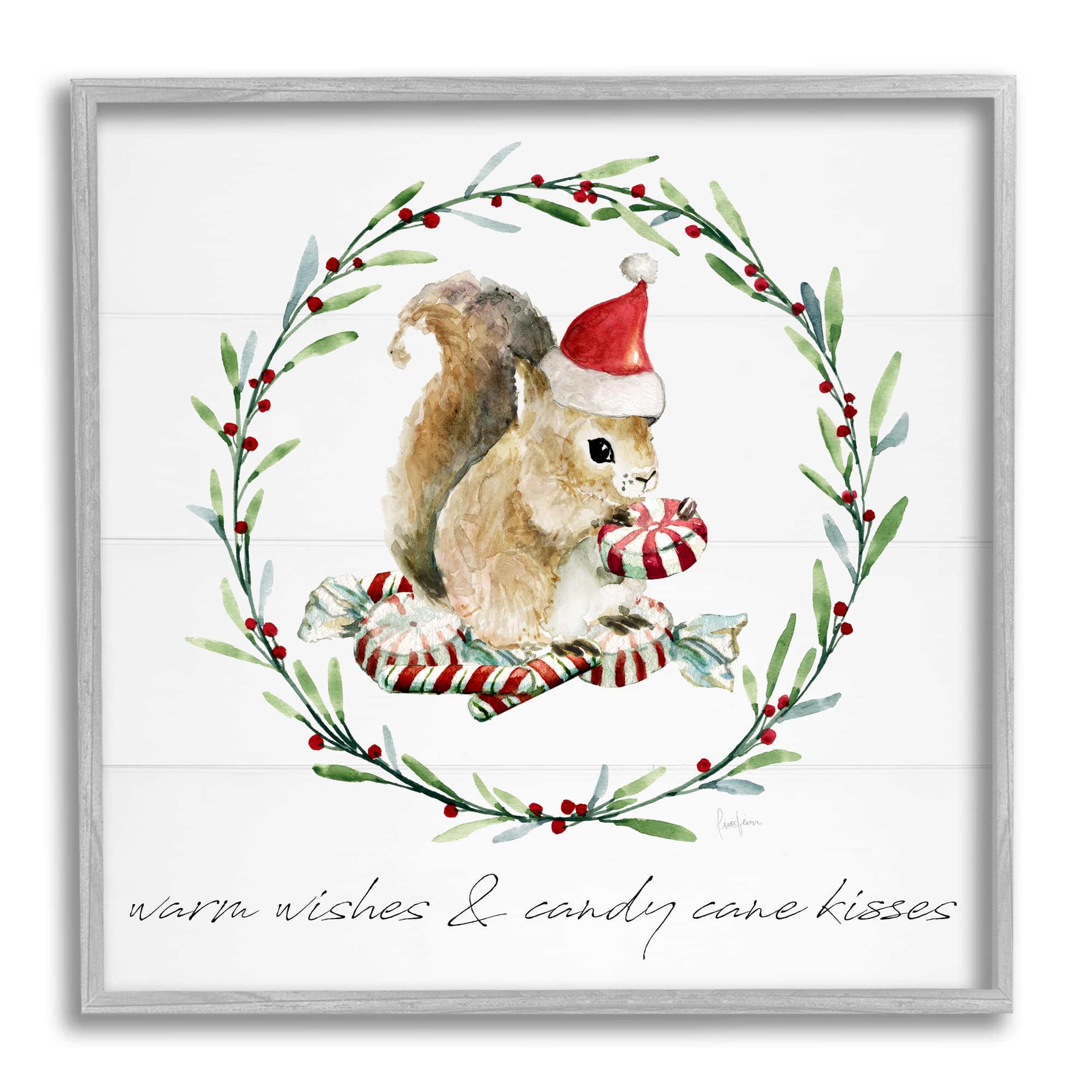 Stupell Industries Warm Wishes & Candy Kisses Phrase Framed Giclee Art