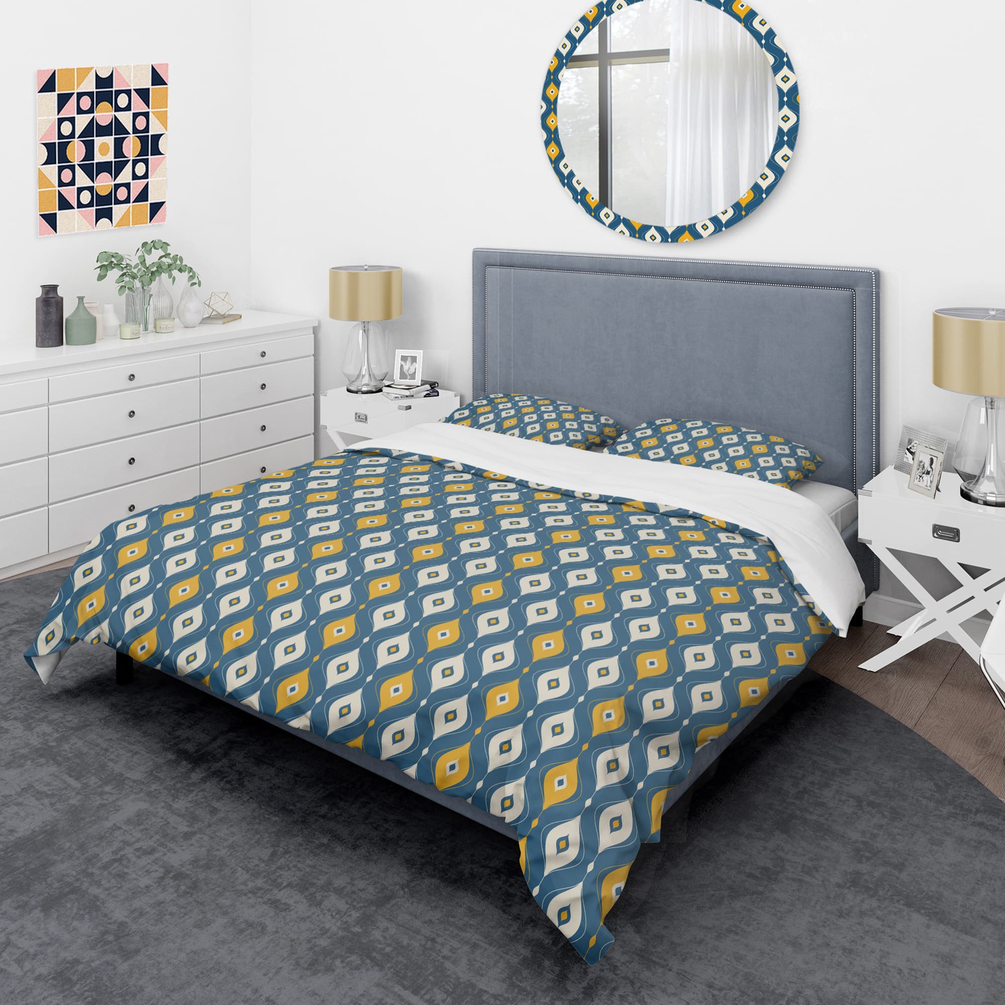 Designart 'Retro Abstract Pattern II' Mid-Century Duvet Cover Set