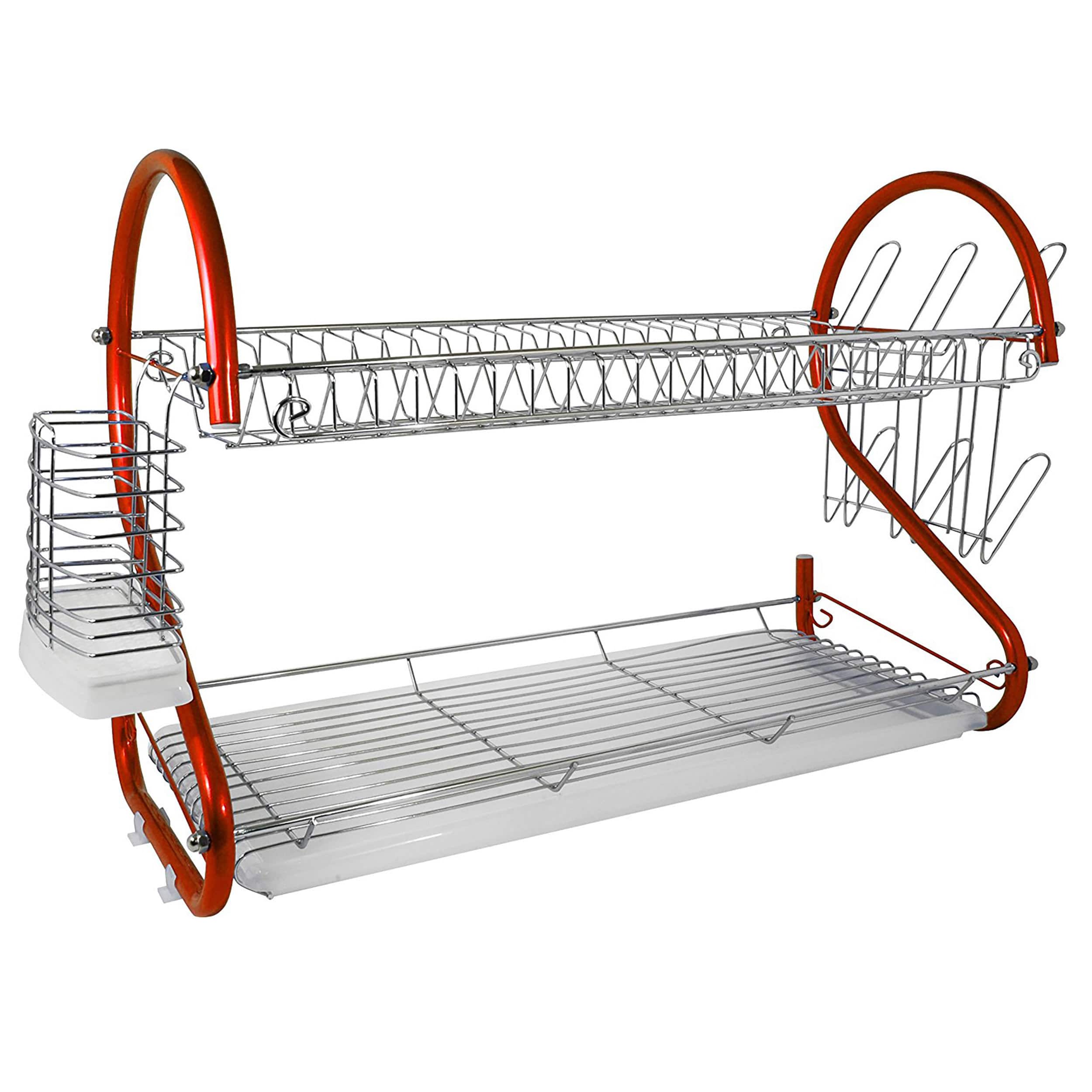 Better Chef Red 2-Tier 22" Chrome Plated Dish Rack