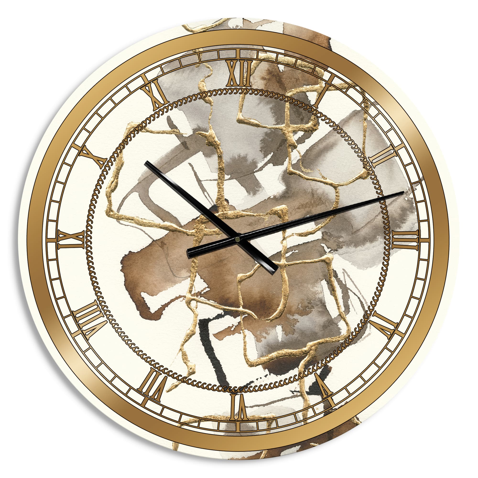 Designart 'Gold Glam Squares Iii Glam Wall Clock
